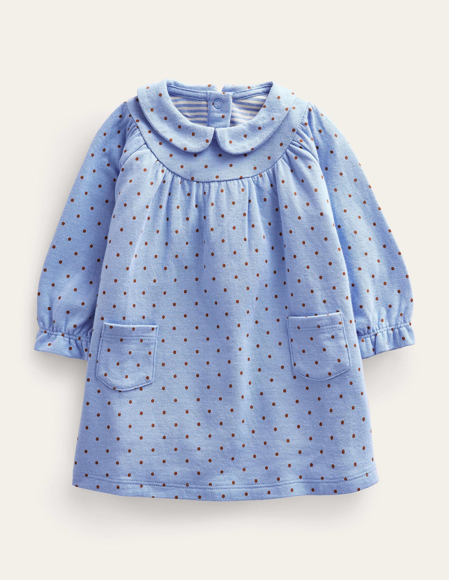 Doppelseitiges Jerseykleid-Vergissmeinnichtblau/Karamellbonbonbraun