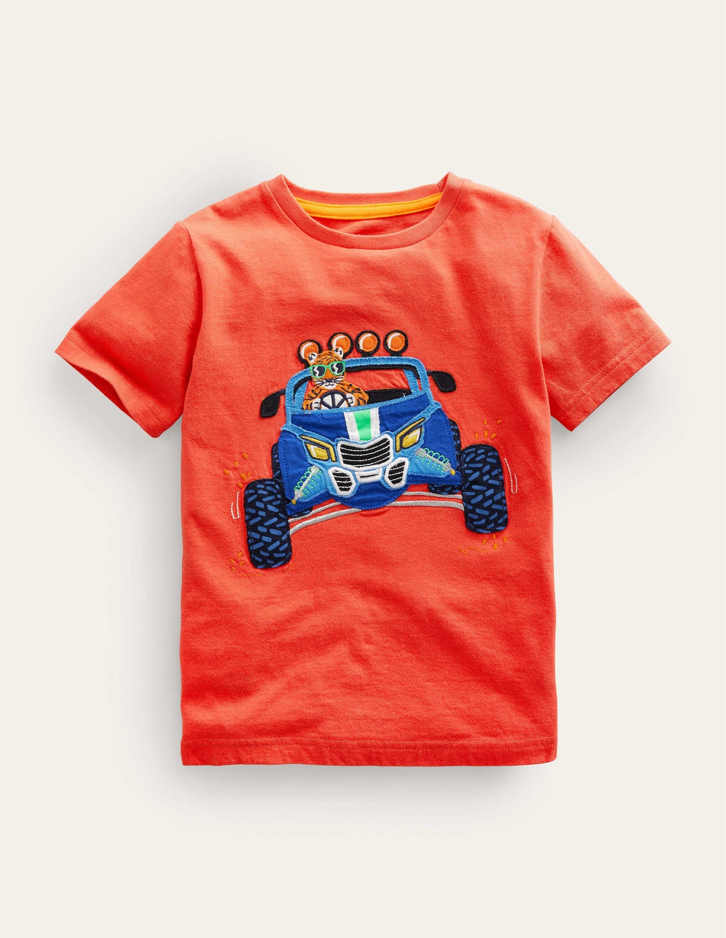T-Shirt mit Motiv vorn und hinten-Orange, Strandbuggy