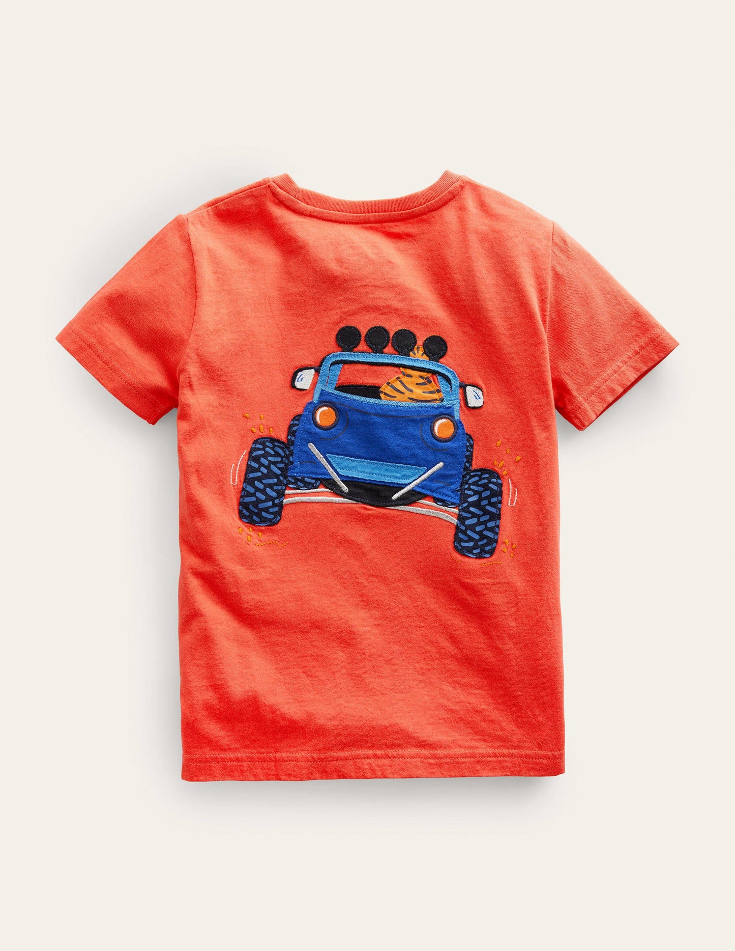 T-Shirt mit Motiv vorn und hinten-Orange, Strandbuggy