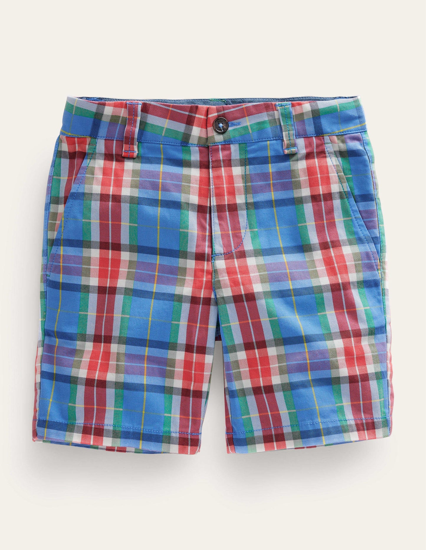 Gemusterte Chinoshorts-Blau/Orange, Kariert