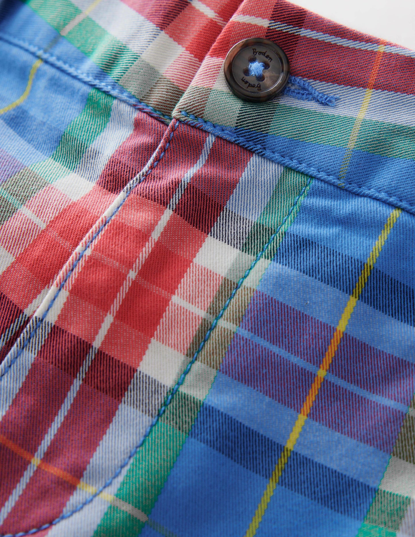 Gemusterte Chinoshorts-Blau/Orange, Kariert
