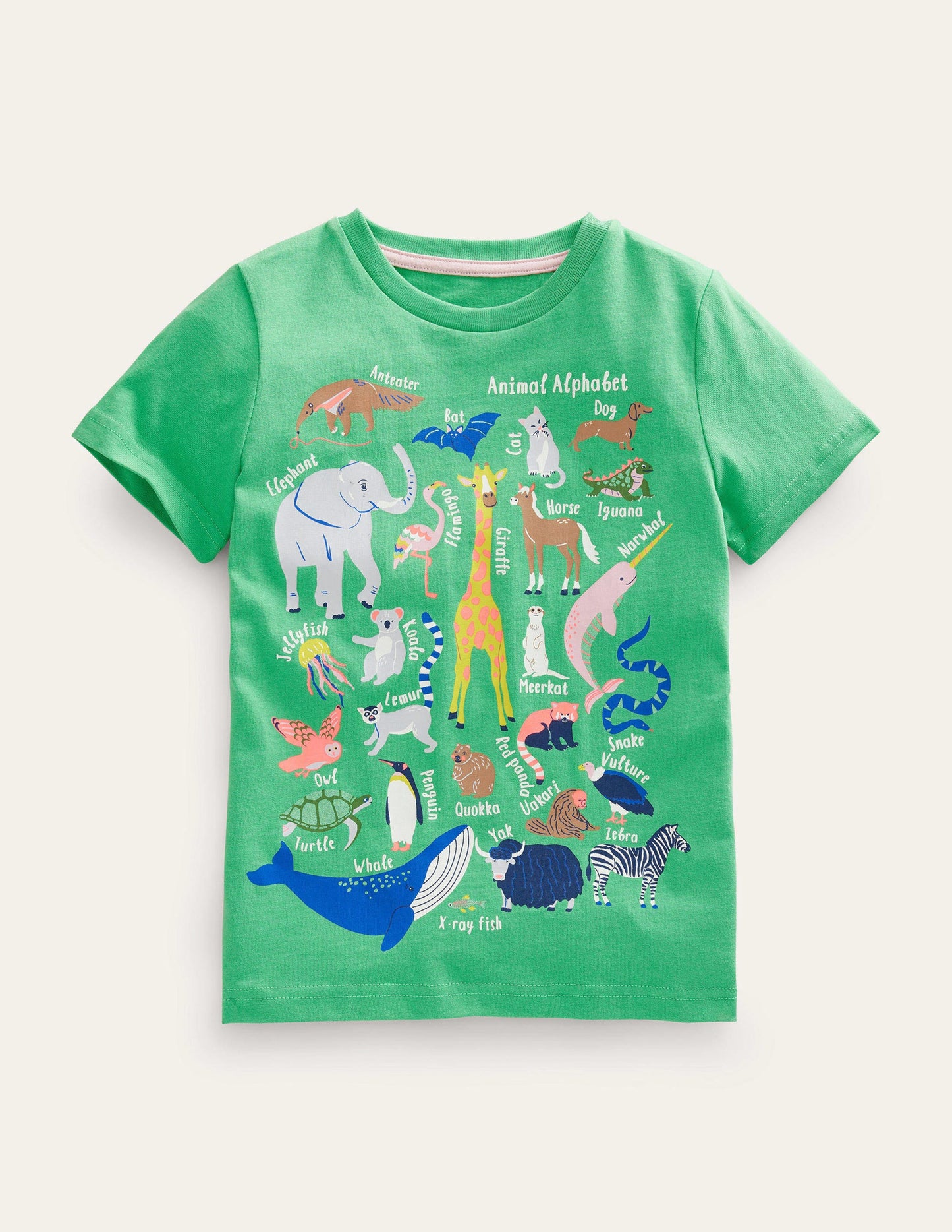 Animal Education T-shirt-Aloe Green Animal Alphabet