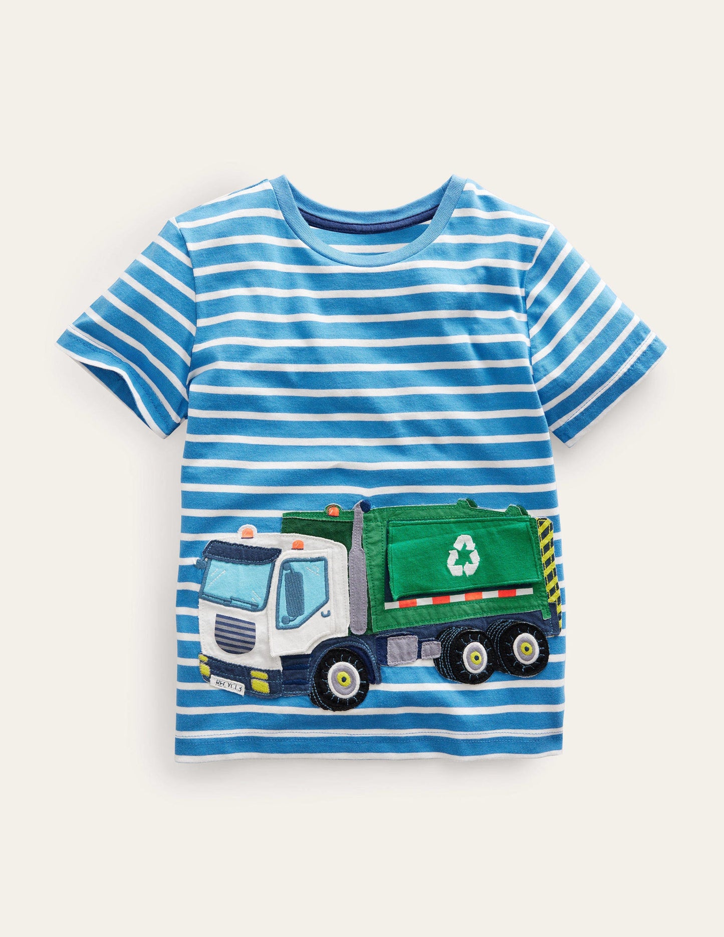 T-Shirt mit Aufklapp-Lkw-Elisabethanisches Blau/Naturweiß, Lkw