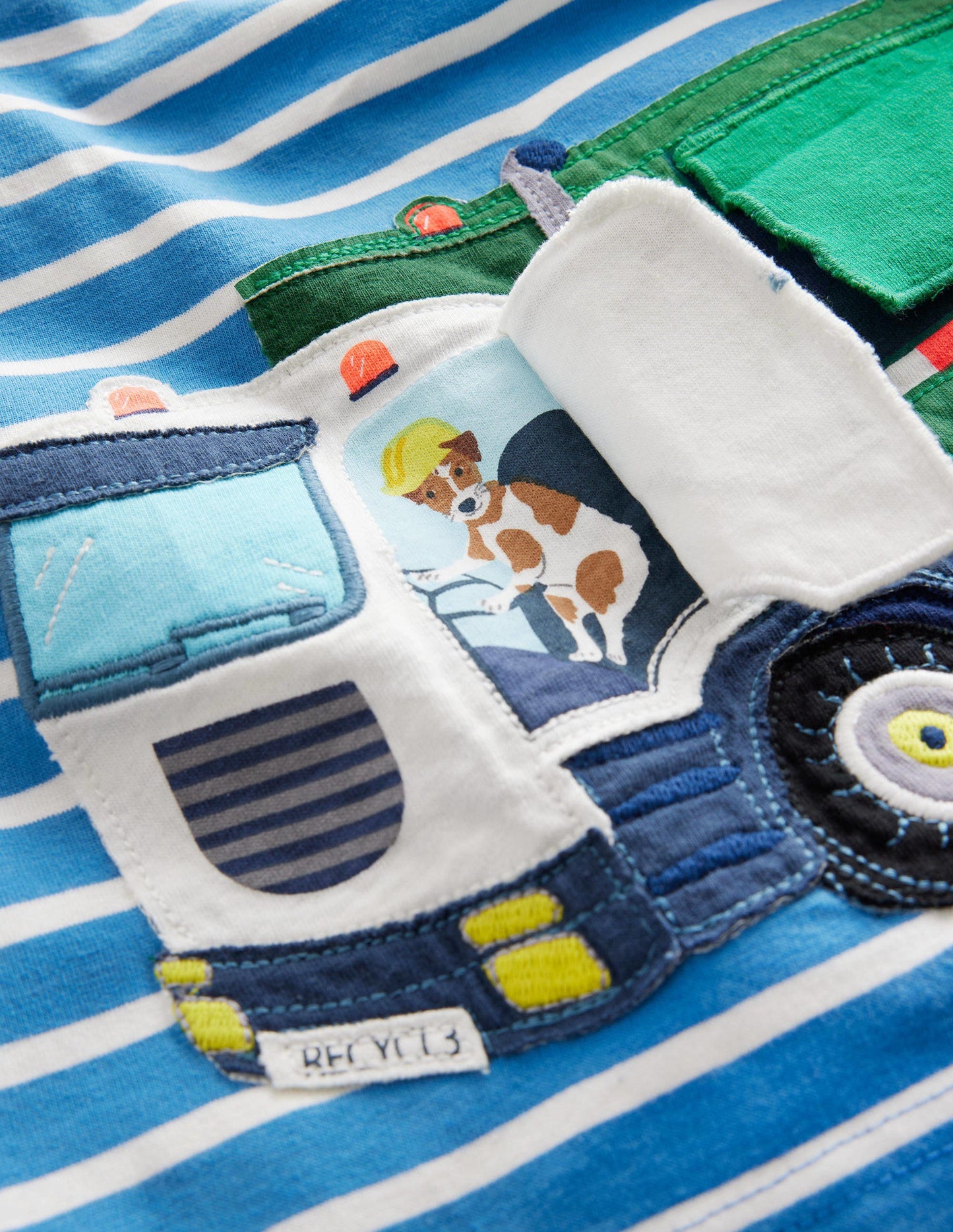 T-Shirt mit Aufklapp-Lkw-Elisabethanisches Blau/Naturweiß, Lkw