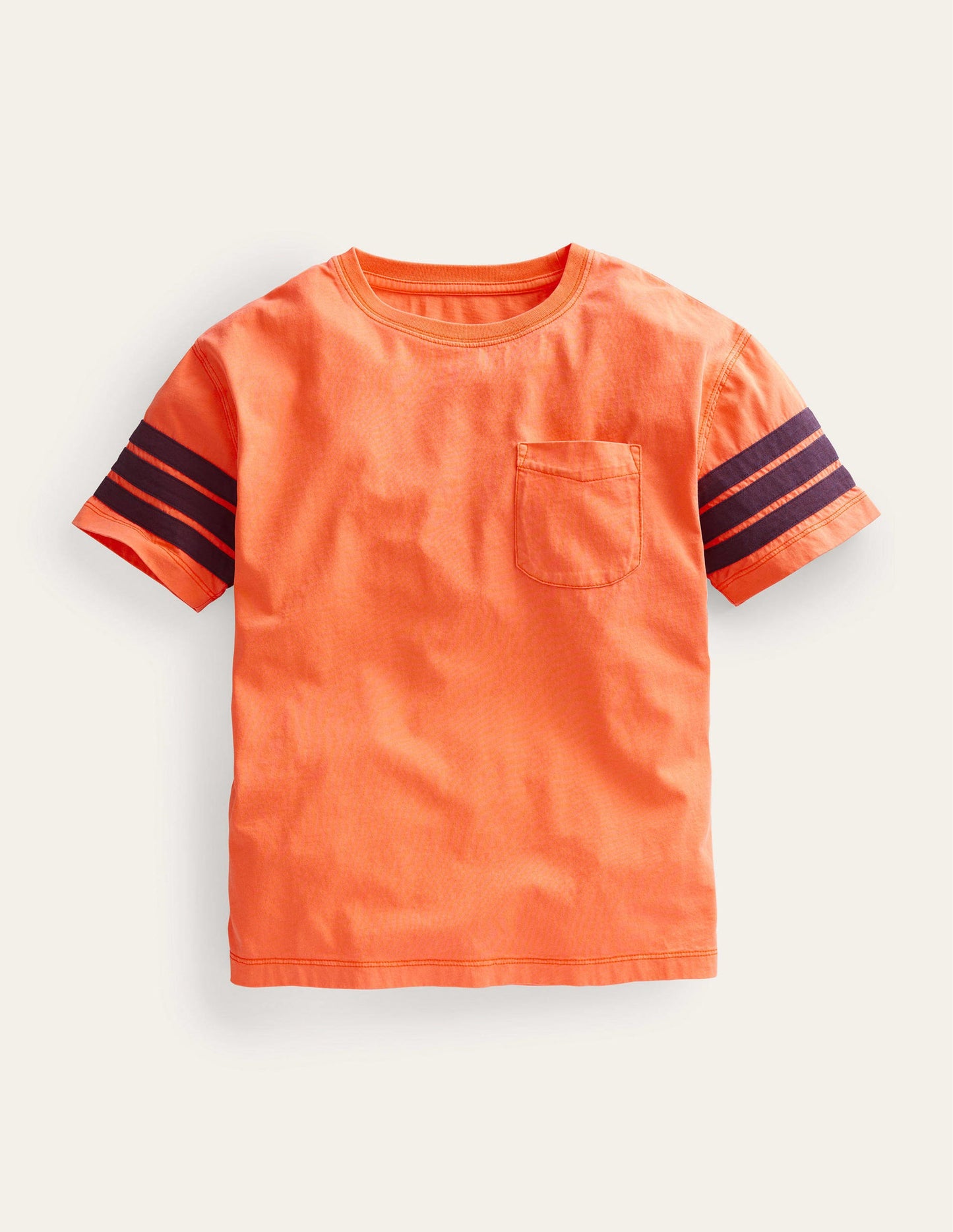 T-Shirt mit Kontraststreifen-Neonorange