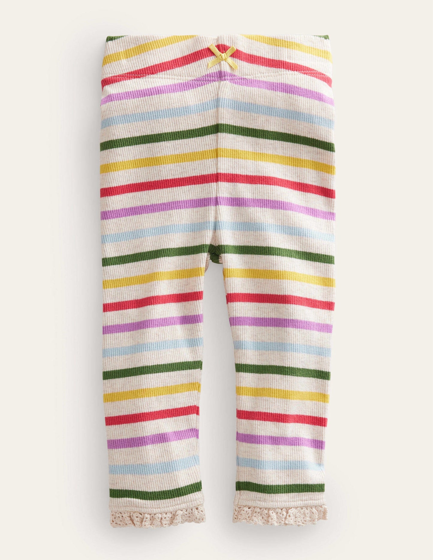 Gerippte Leggings mit Spitze-Regenbogenfarben, Gestreift
