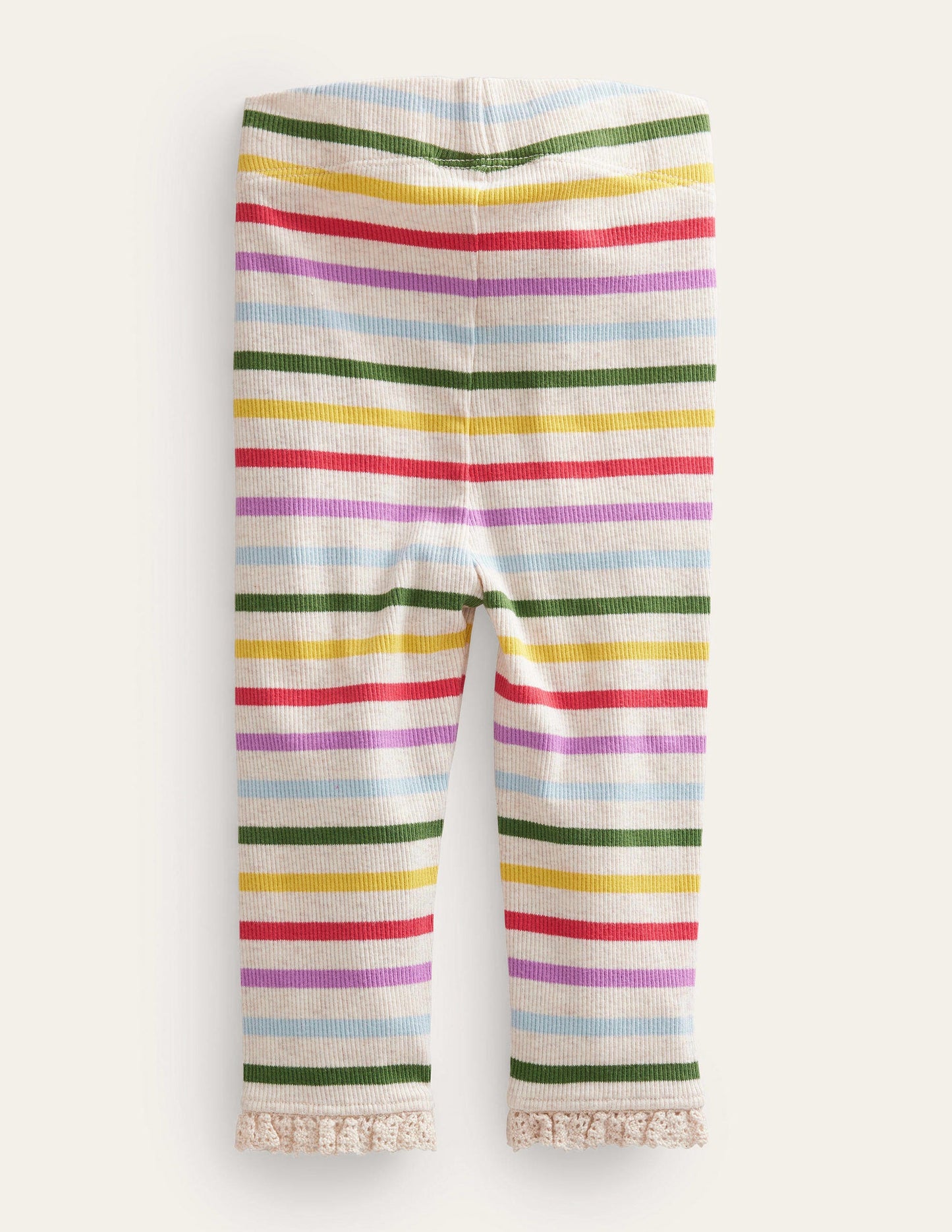 Gerippte Leggings mit Spitze-Regenbogenfarben, Gestreift