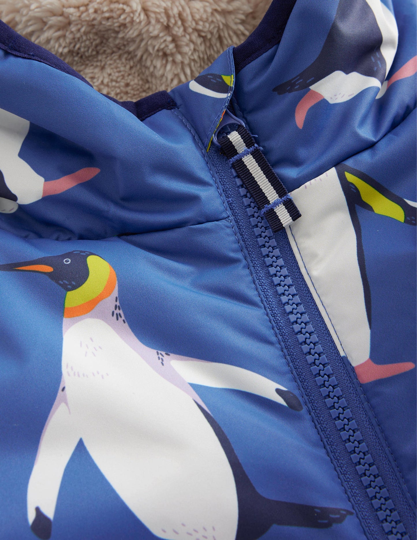 Anorak mit Sherpa-Futter-Pinguin-Druck