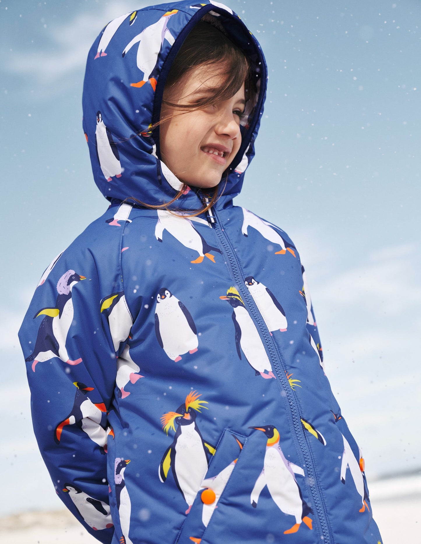 Anorak mit Sherpa-Futter-Pinguin-Druck