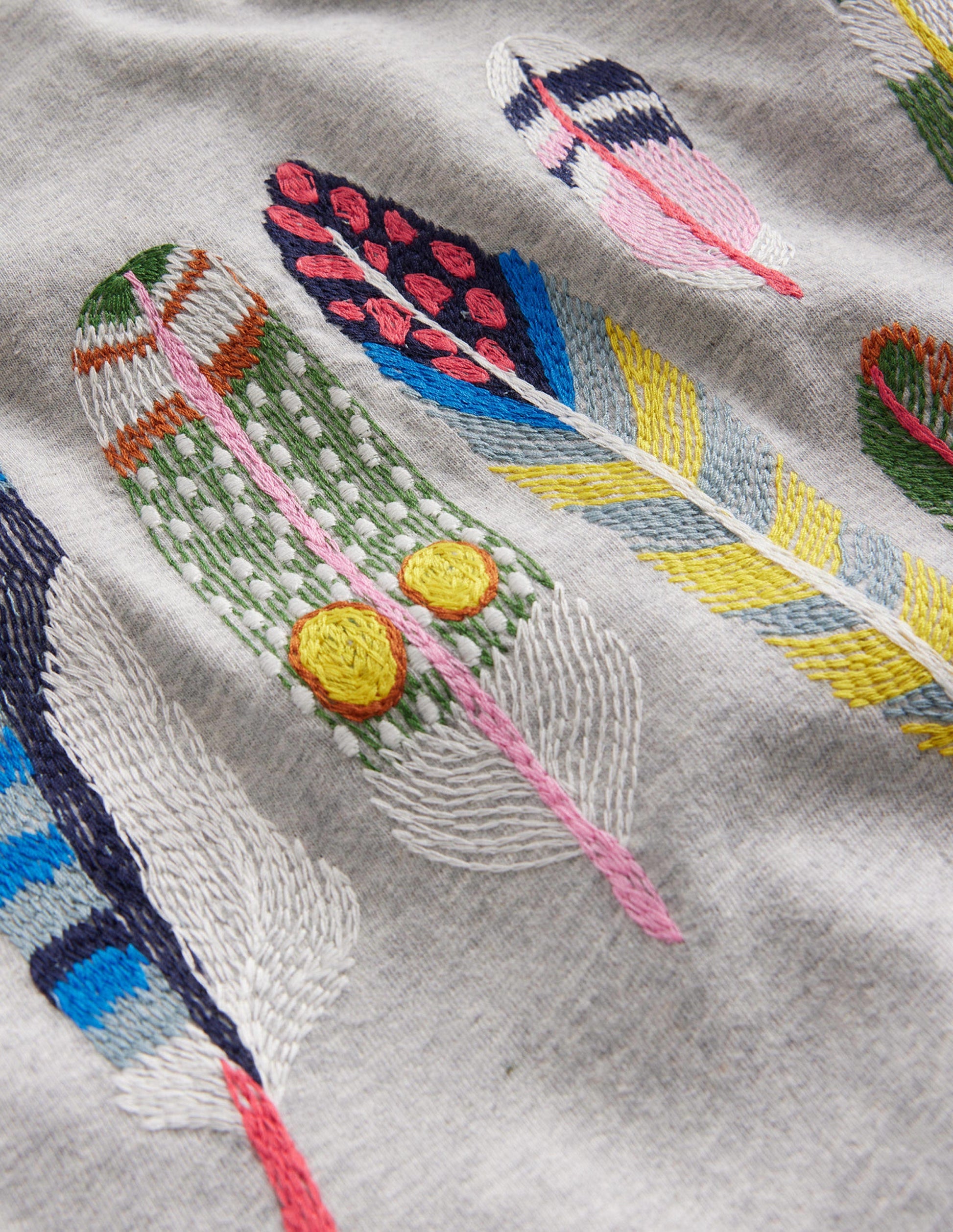 Feder-T-Shirt mit Superstitch-Grau Meliert-4