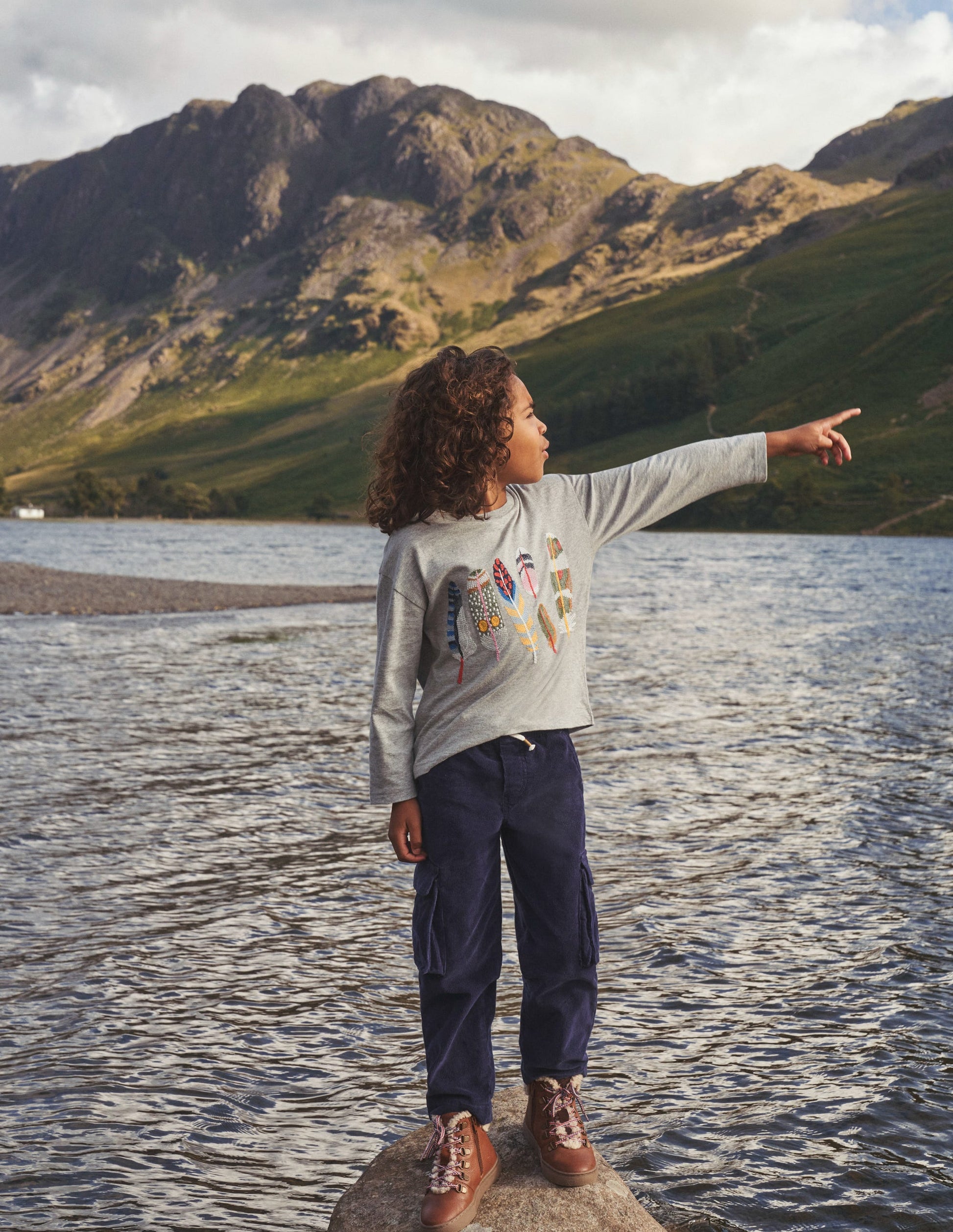 Feder-T-Shirt mit Superstitch-Grau Meliert-1