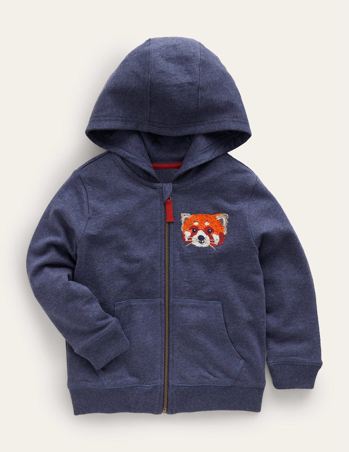 Hoodie mit durchgehendem Reißverschluss und Tiermotiv-Blau-Meliert Panda