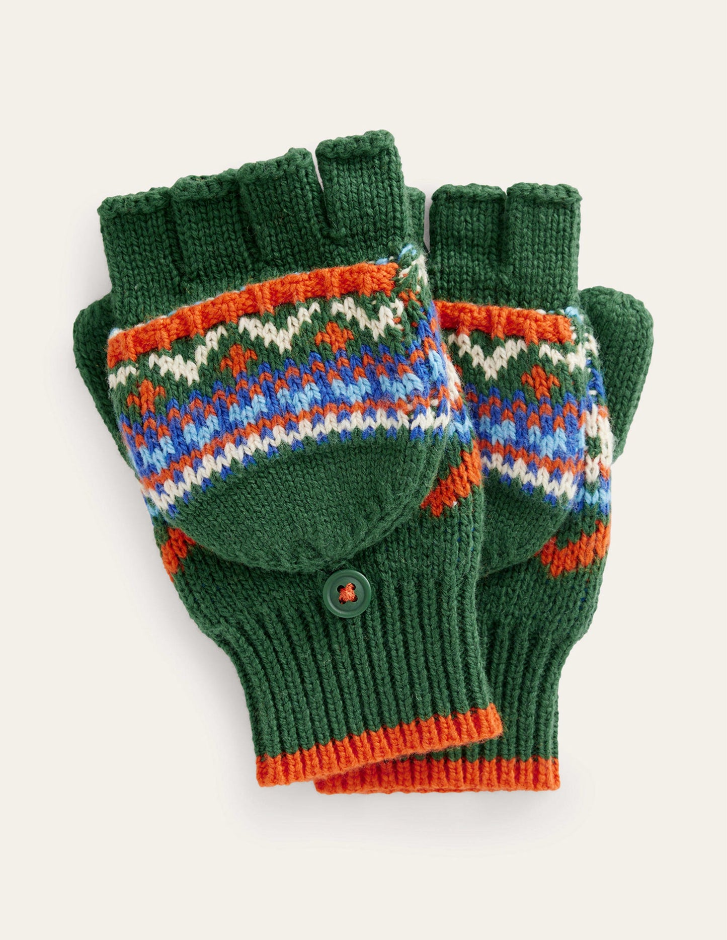 Fair-Isle-Strickfäustlinge-Monster Grün
