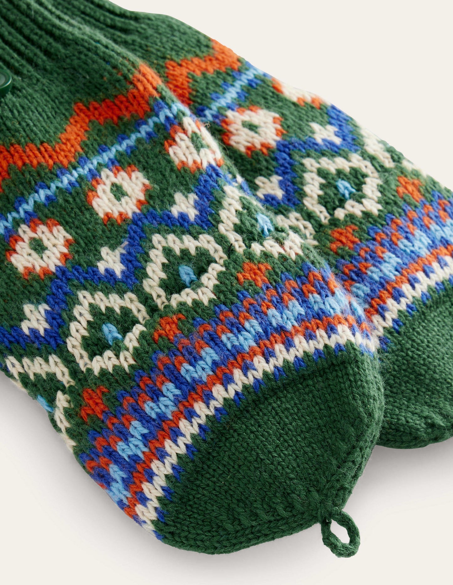 Fair-Isle-Strickfäustlinge-Monster Grün