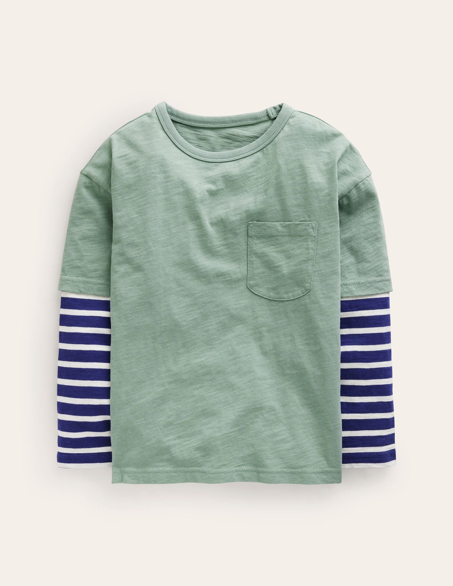 Langärmliges T-Shirt im Lagenlook-Rauchgrün