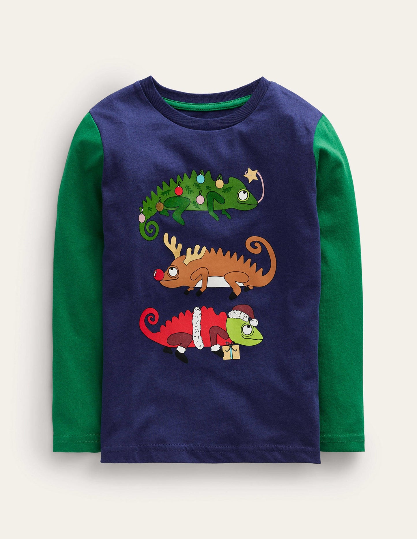 Novelty Printed T-shirt-College Navy/Deep Green