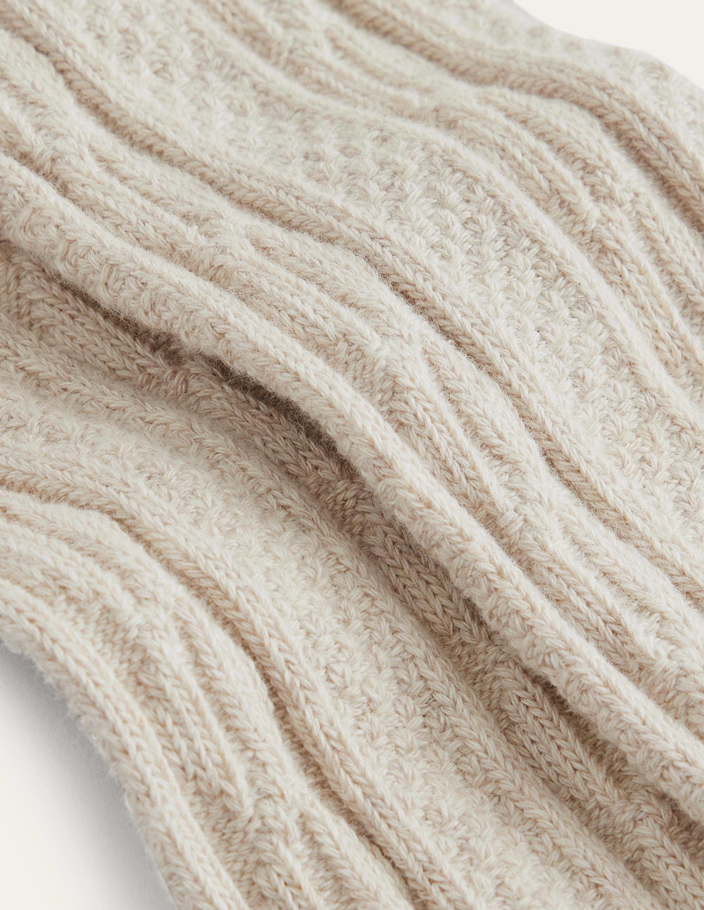 Fußlose Strumpfhose mit Zopfmuster-Beige Meliert