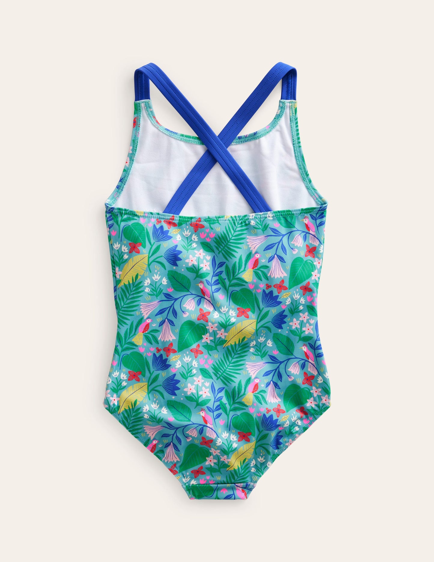 Maillot de bain imprimé croisé dans le dos-Motif Parrot Vine multi