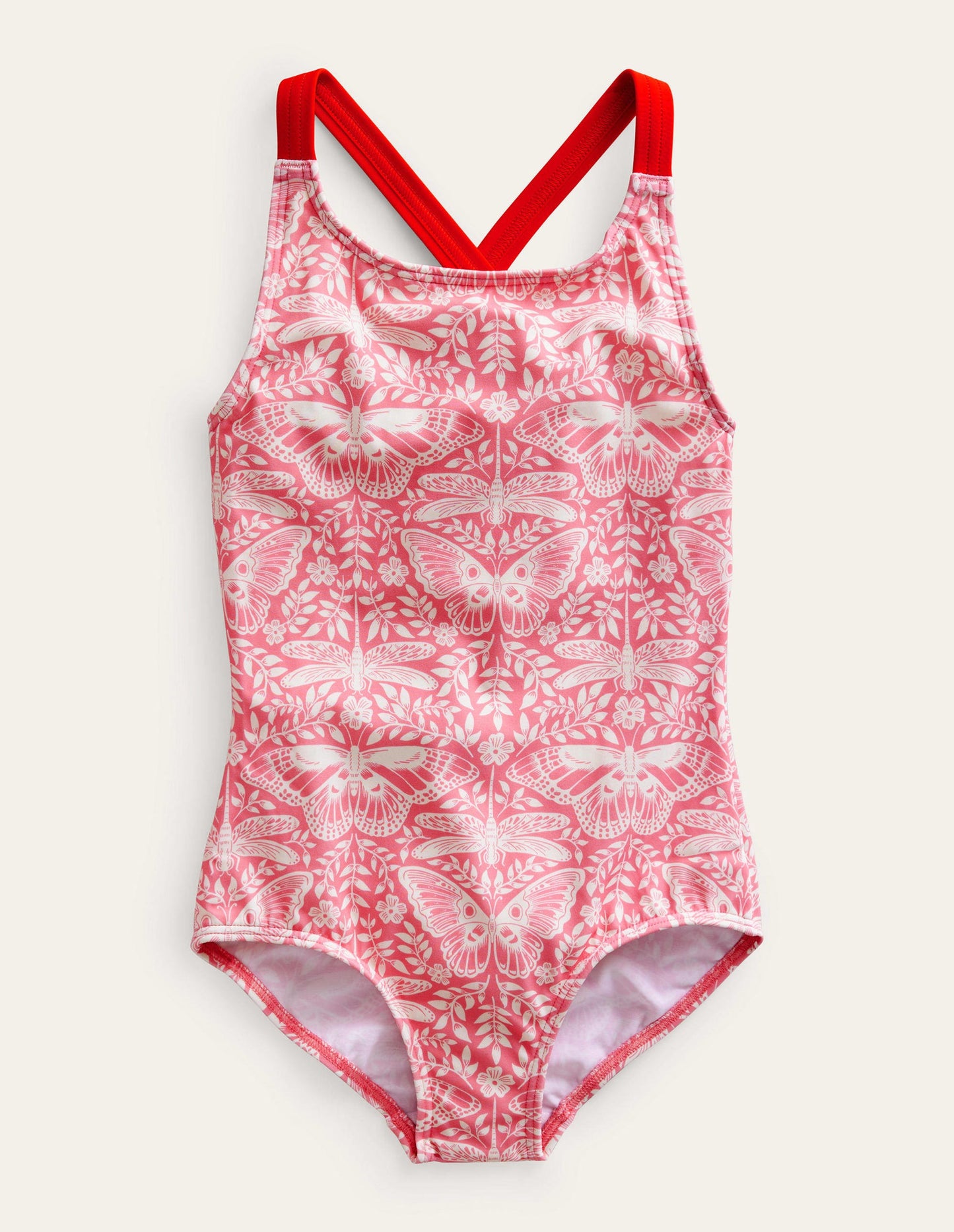 Maillot de bain imprimé croisé dans le dos-Toile de Jouy papillon manège