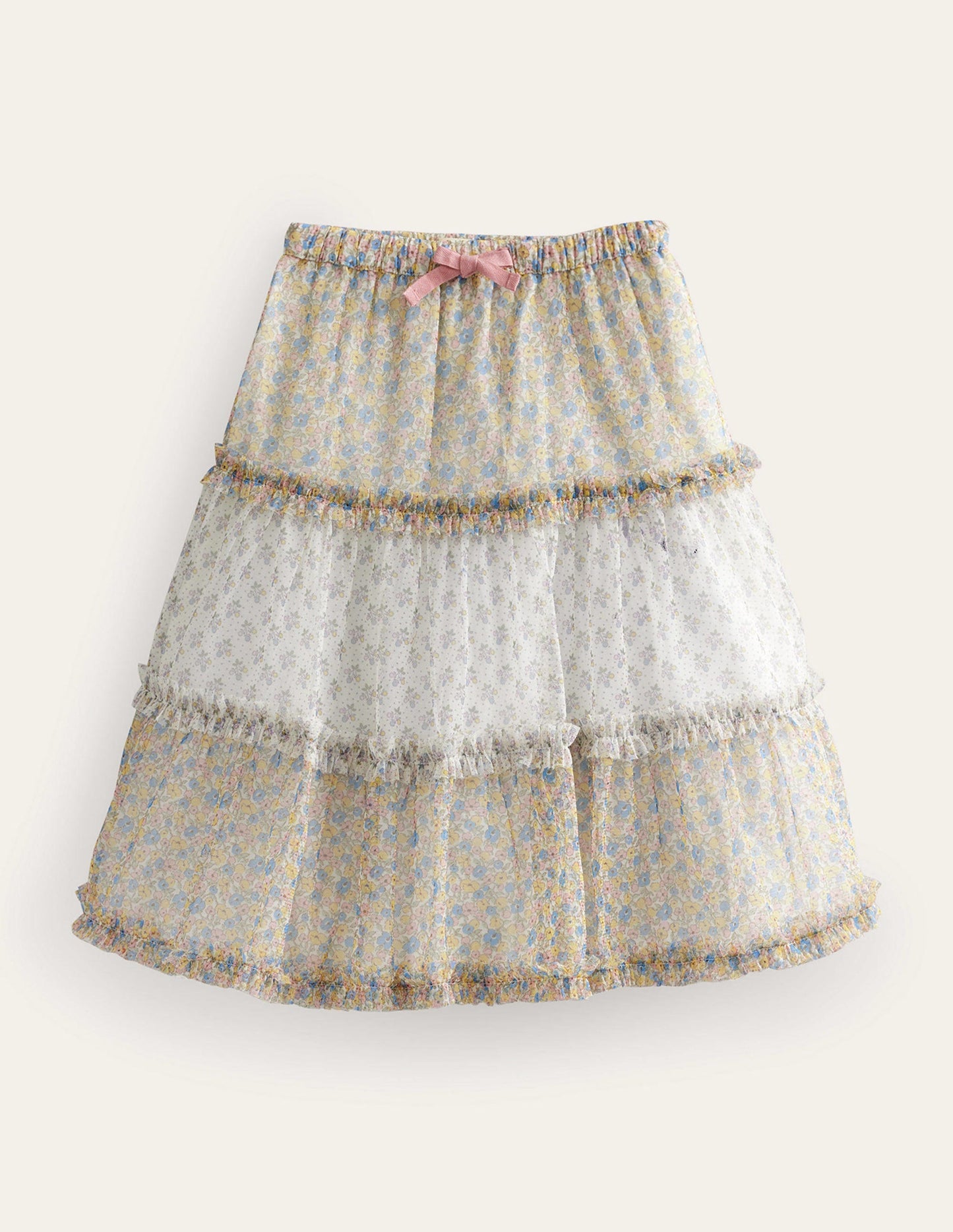 Midirock aus Tüll-Buntes Vintage-Muster