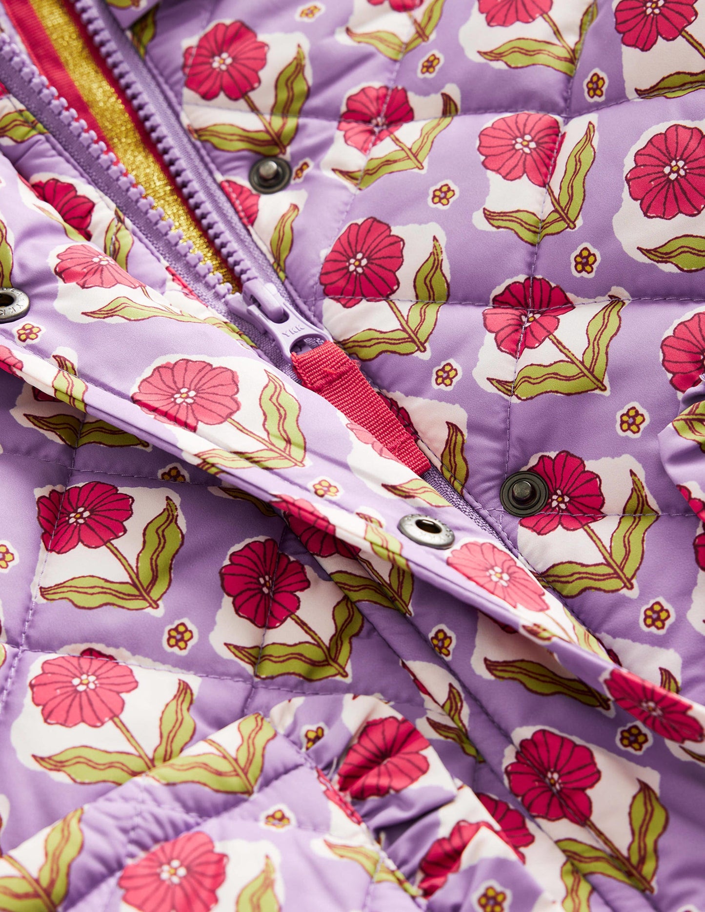 Anorak mit Muschelsteppung-Aster Lila Holzschnitt Blume