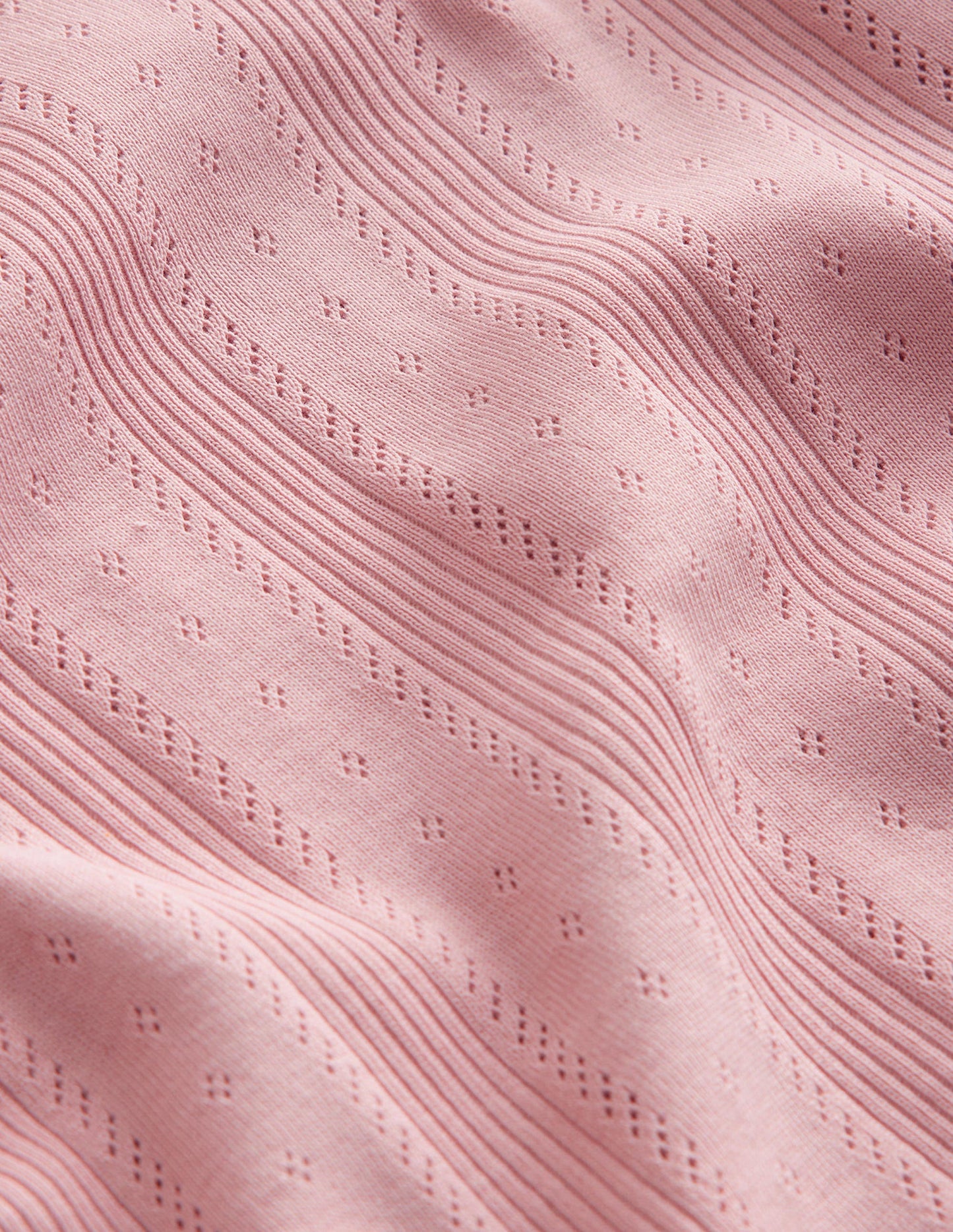 Pointelle-Oberteil mit Puffärmeln-Vintage Rosa