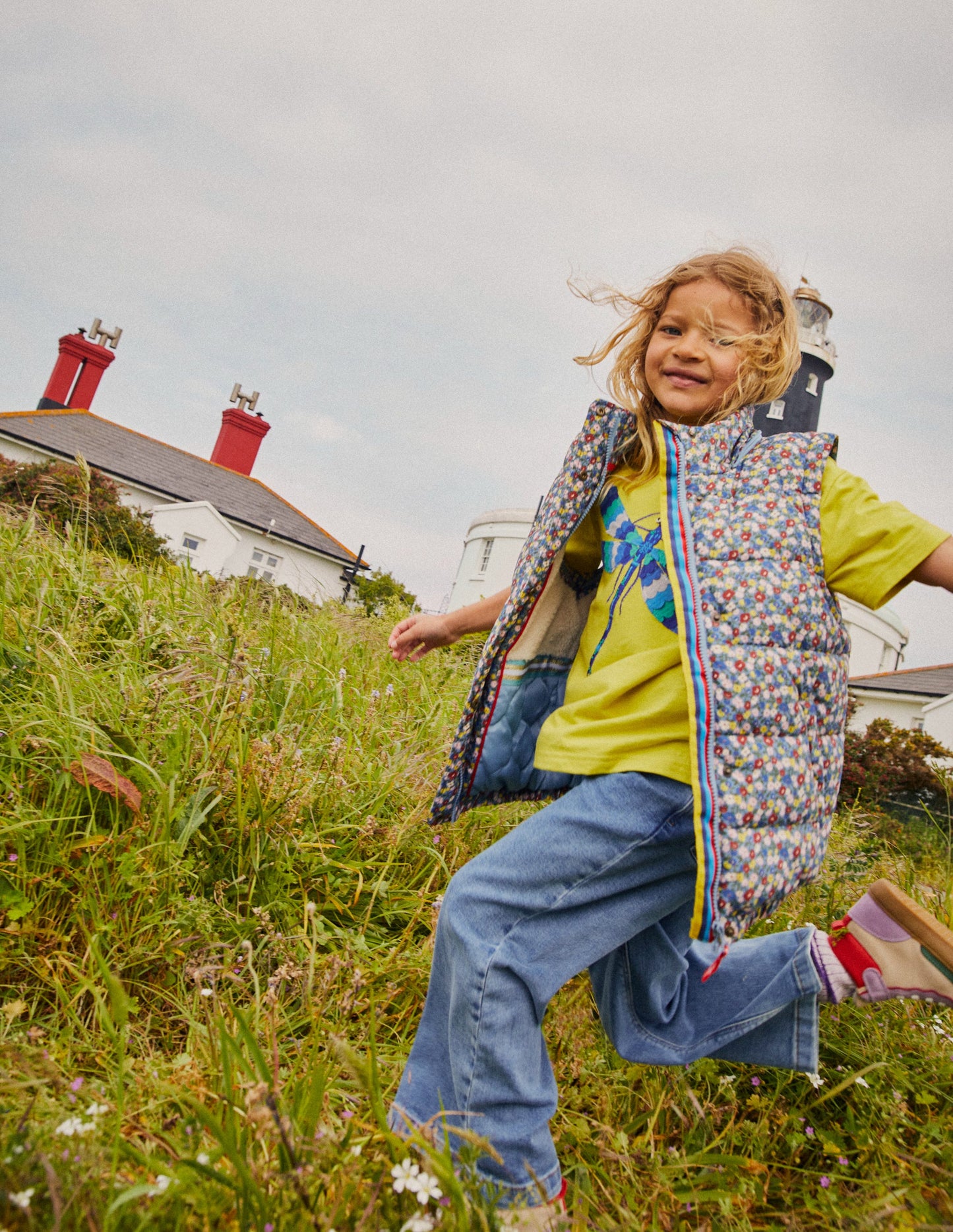 Wattierter 2-in-1-Mantel-Kieselblau Blumenknospe