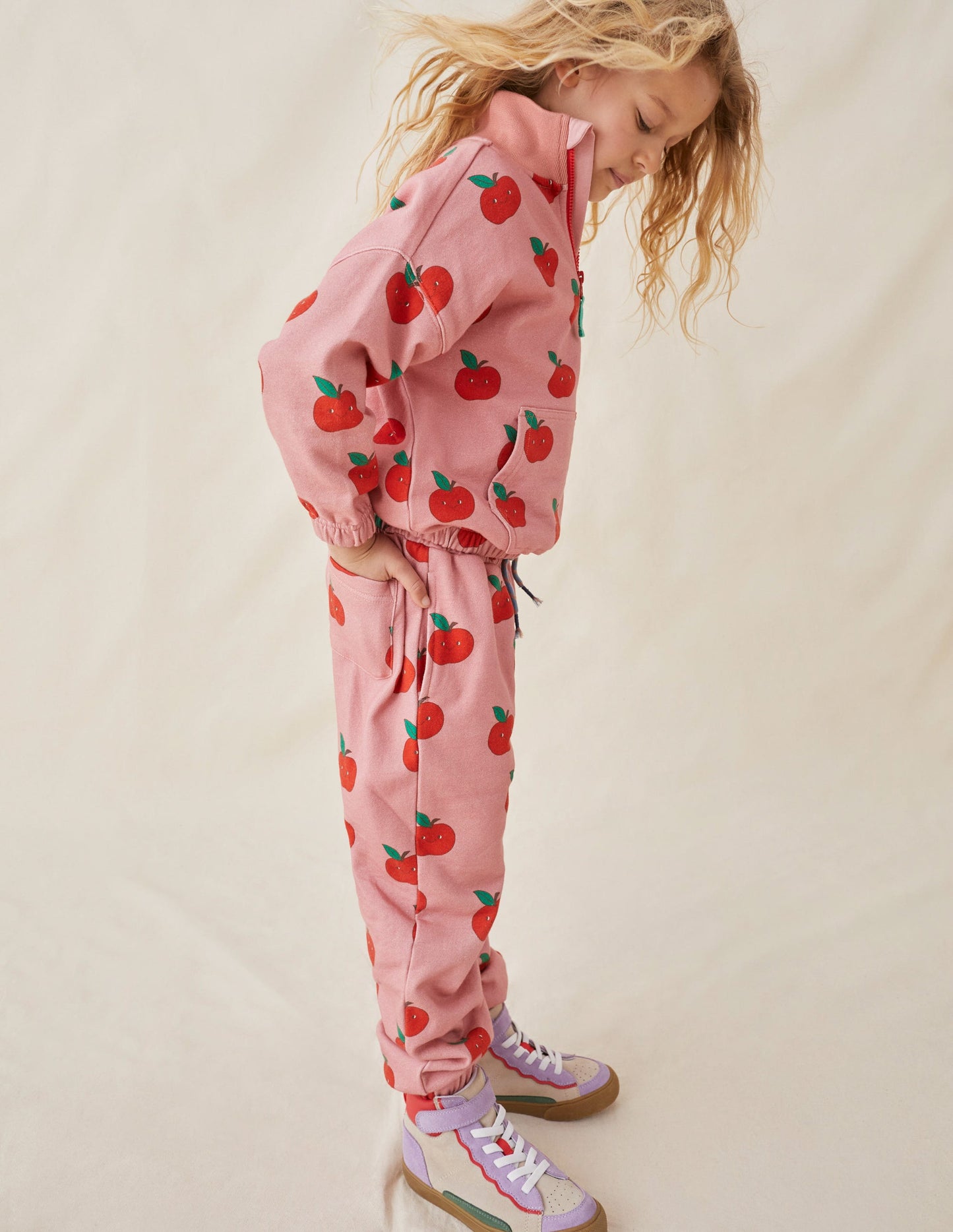 Printed Joggers-Almond Pink Apples
