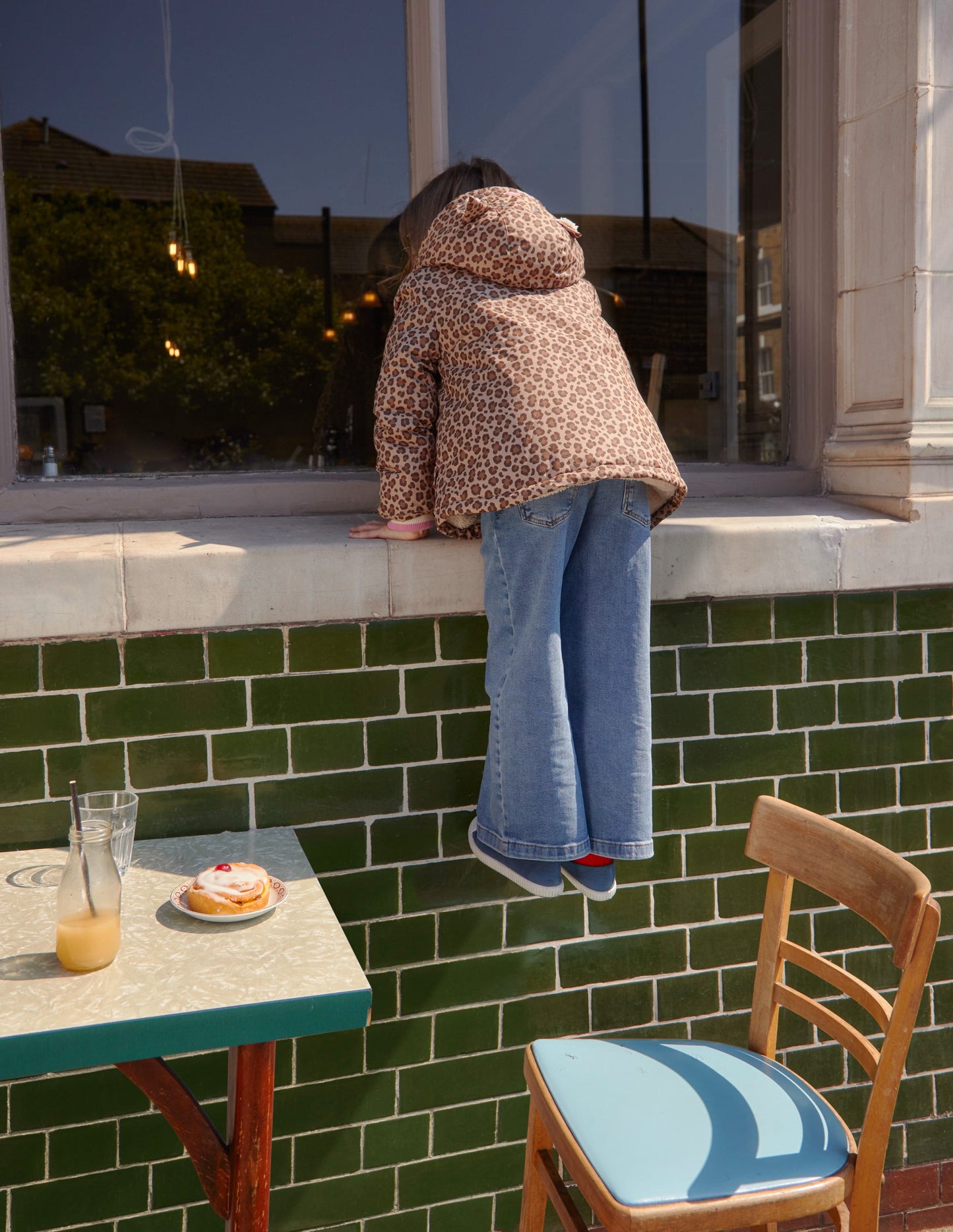 Anorak mit Sherpa-Futter-Nussbraun Leopardendruck