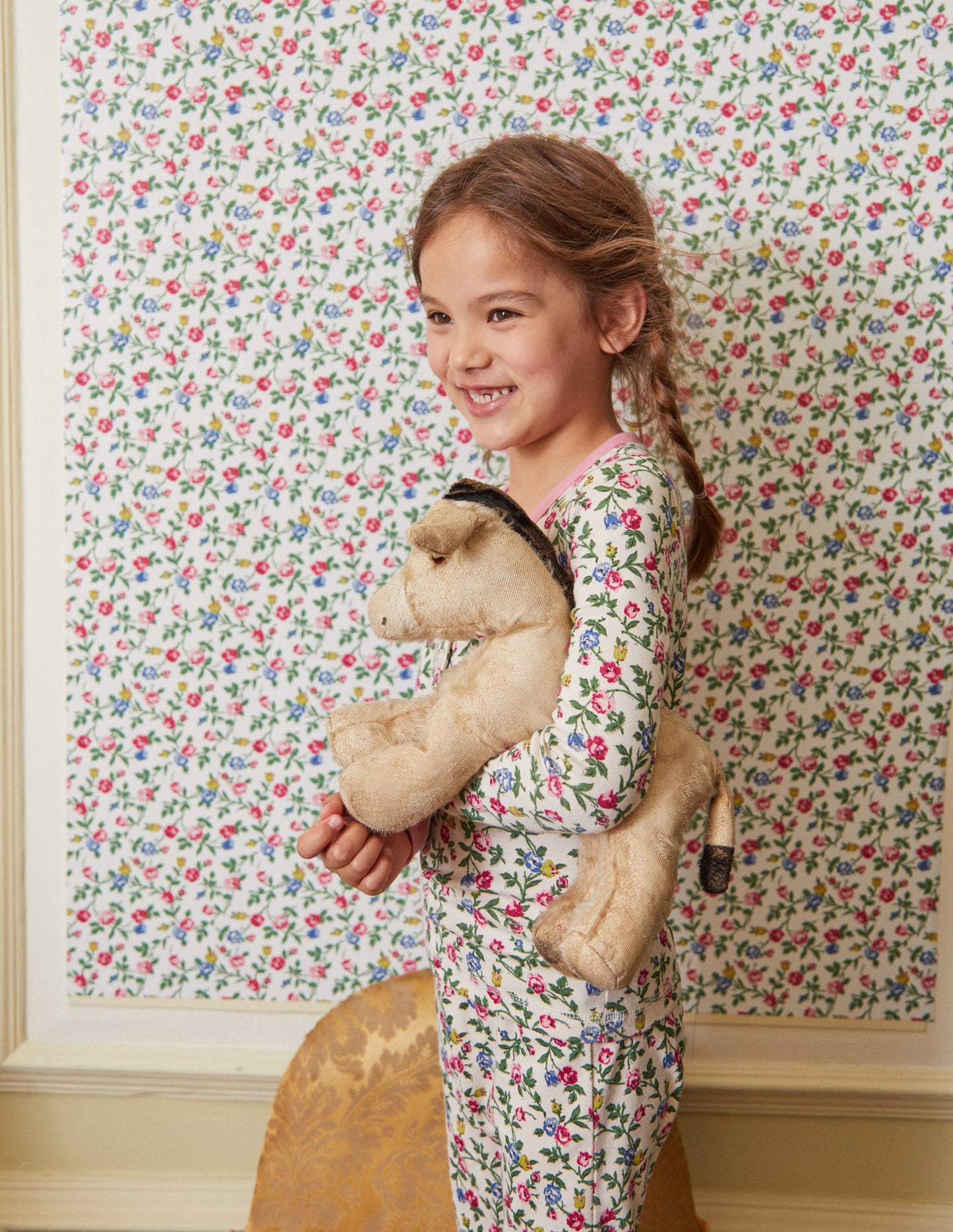 Kuscheliger Henley-Schlafanzug-Naturweiß Kletterrose