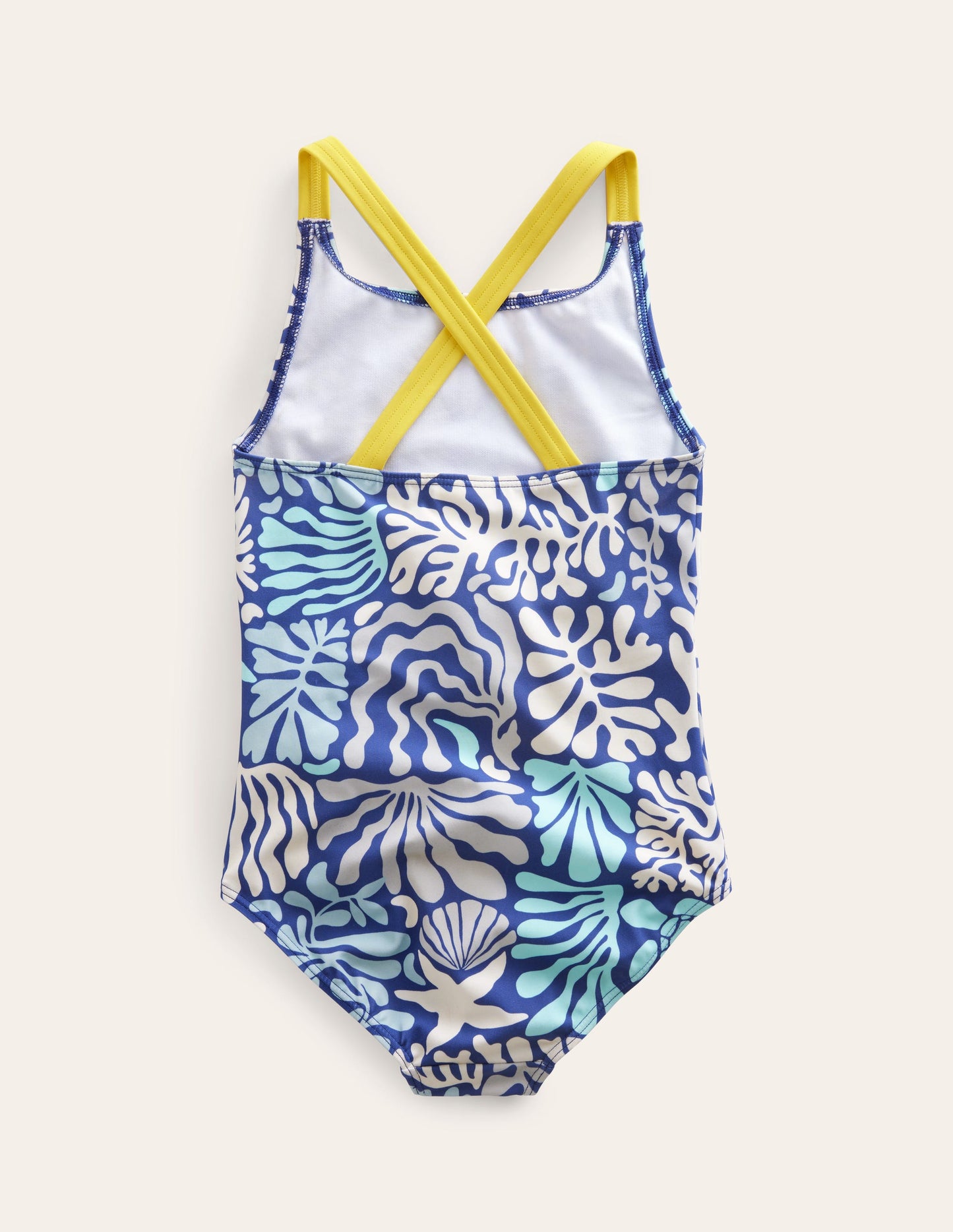 Maillot de bain imprimé croisé dans le dos-Récif de corail bleu tribord