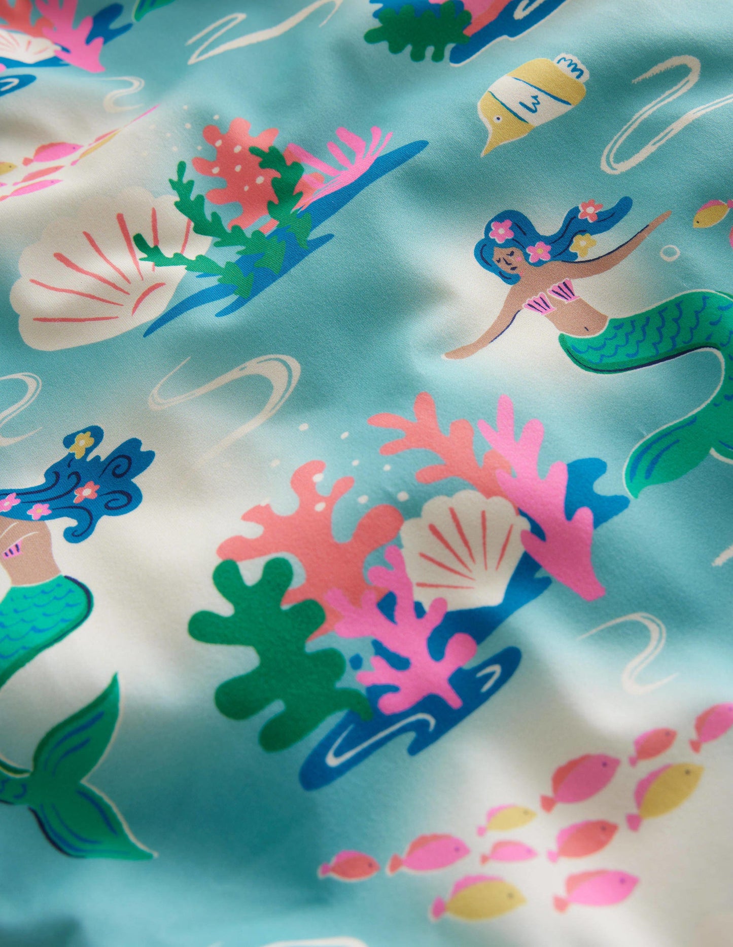 Maillot de bain imprimé croisé dans le dos-Bleu aigue-marine, motif Mermaid Ombre