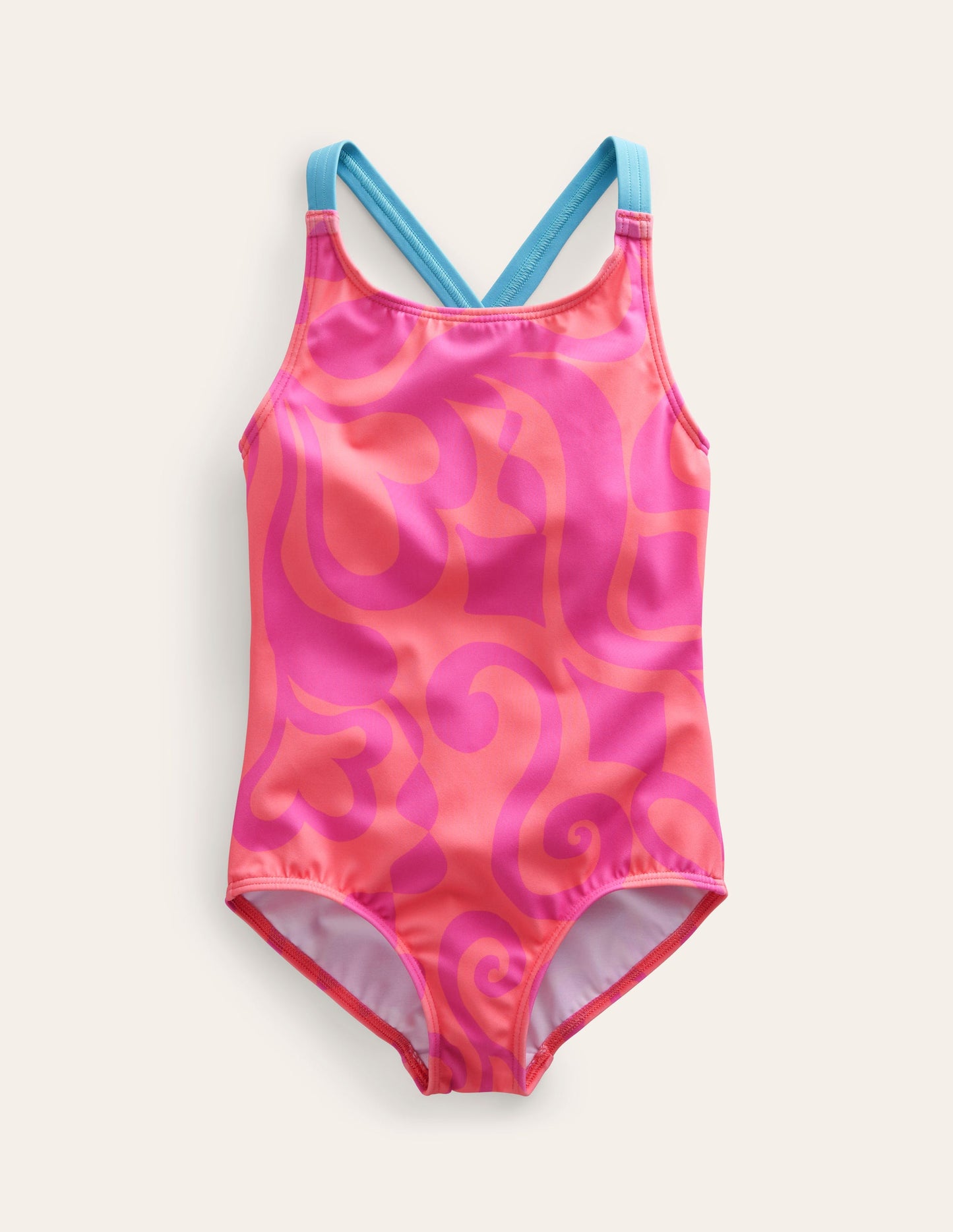 Maillot de bain imprimé croisé dans le dos-Punch à la pêche, motif Summer Stencil
