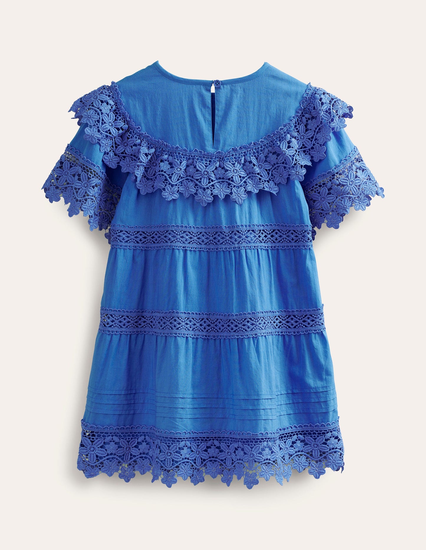 Lace Tiered Dress-Cabana Blue