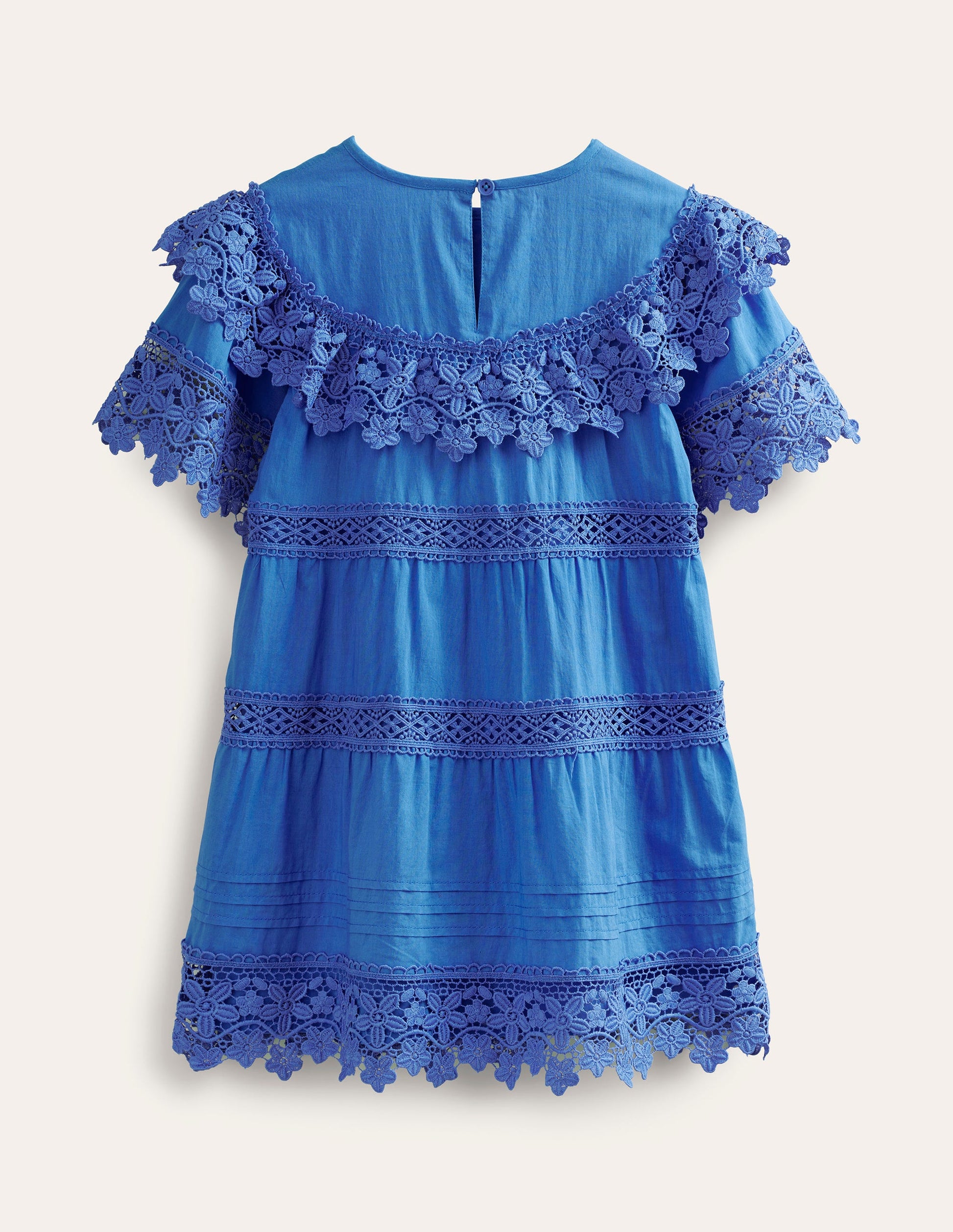 Lace Tiered Dress-Cabana Blue-3