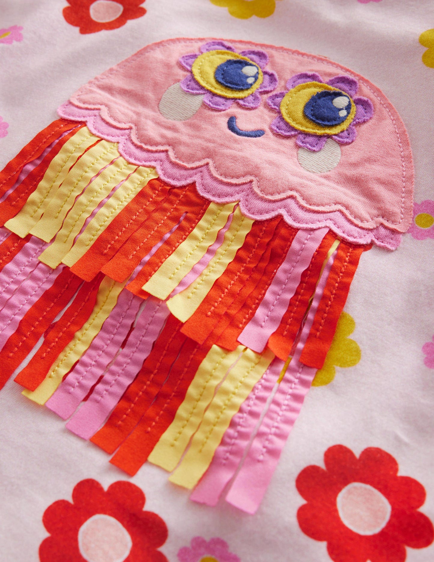 Top à appliqué méduse aérien-Méduse rouge feu