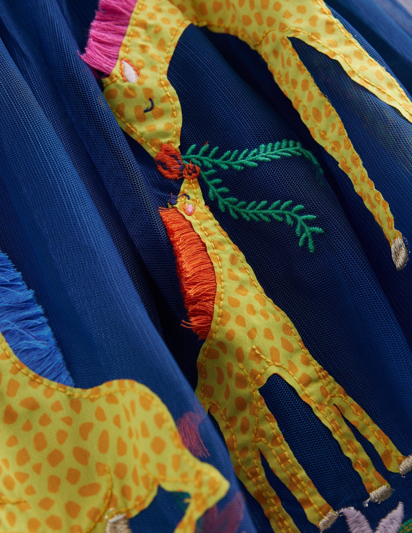 Appliziertes Kleid mit Tüll-Saphirblau/Vanille, Gestreift