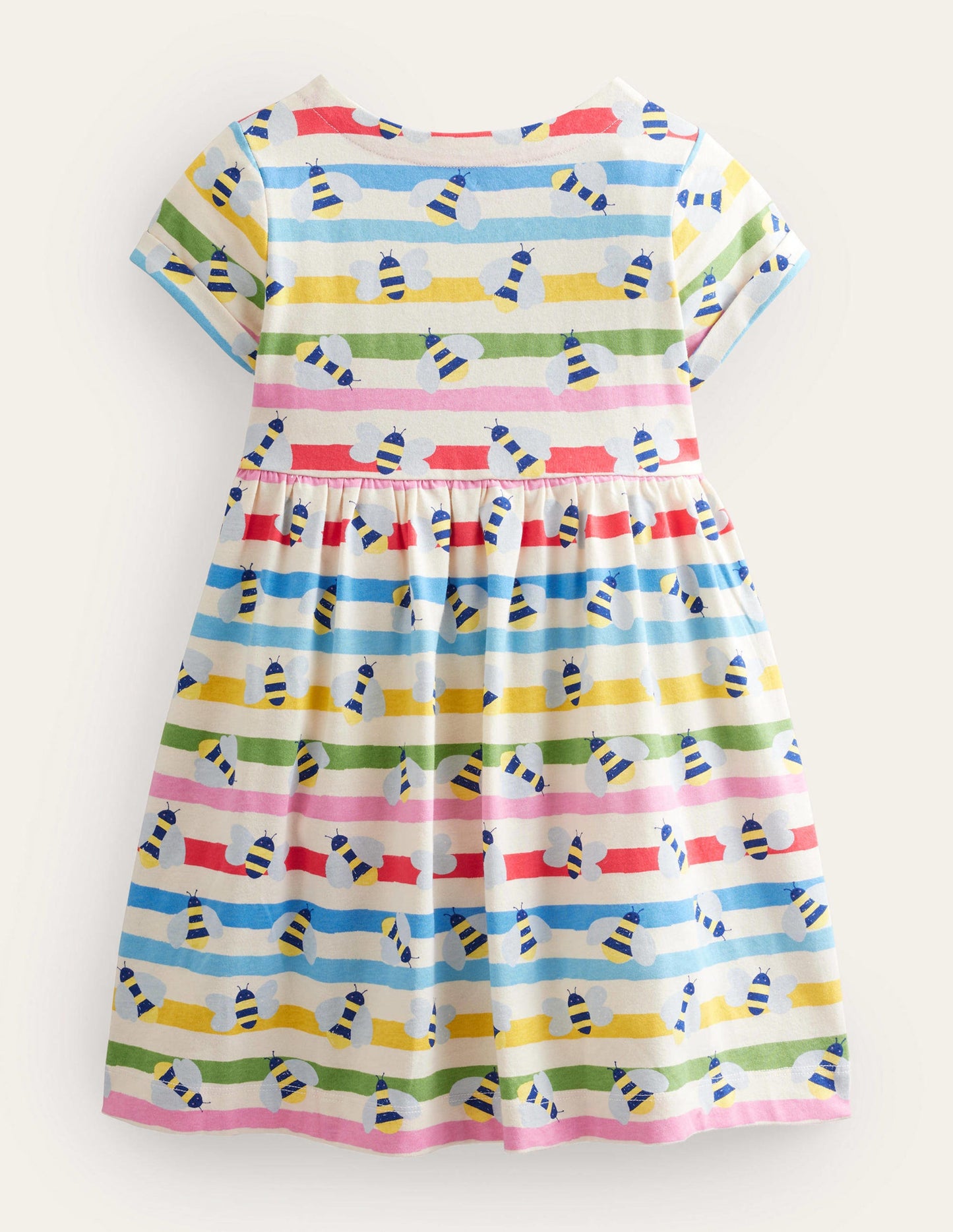 Fröhliches Jerseykleid-Bunt, Gestreift/Bienen