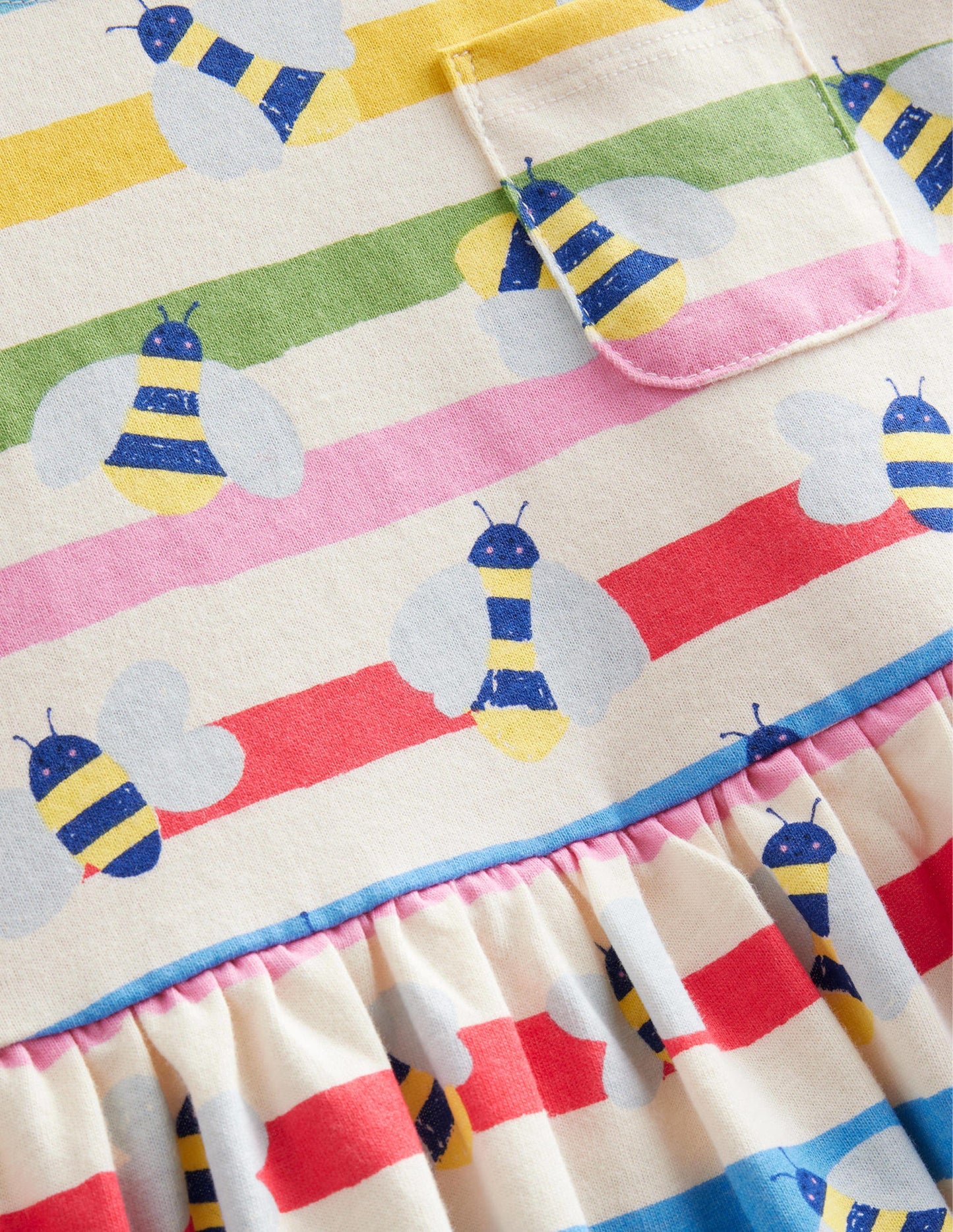 Fröhliches Jerseykleid-Bunt, Gestreift/Bienen