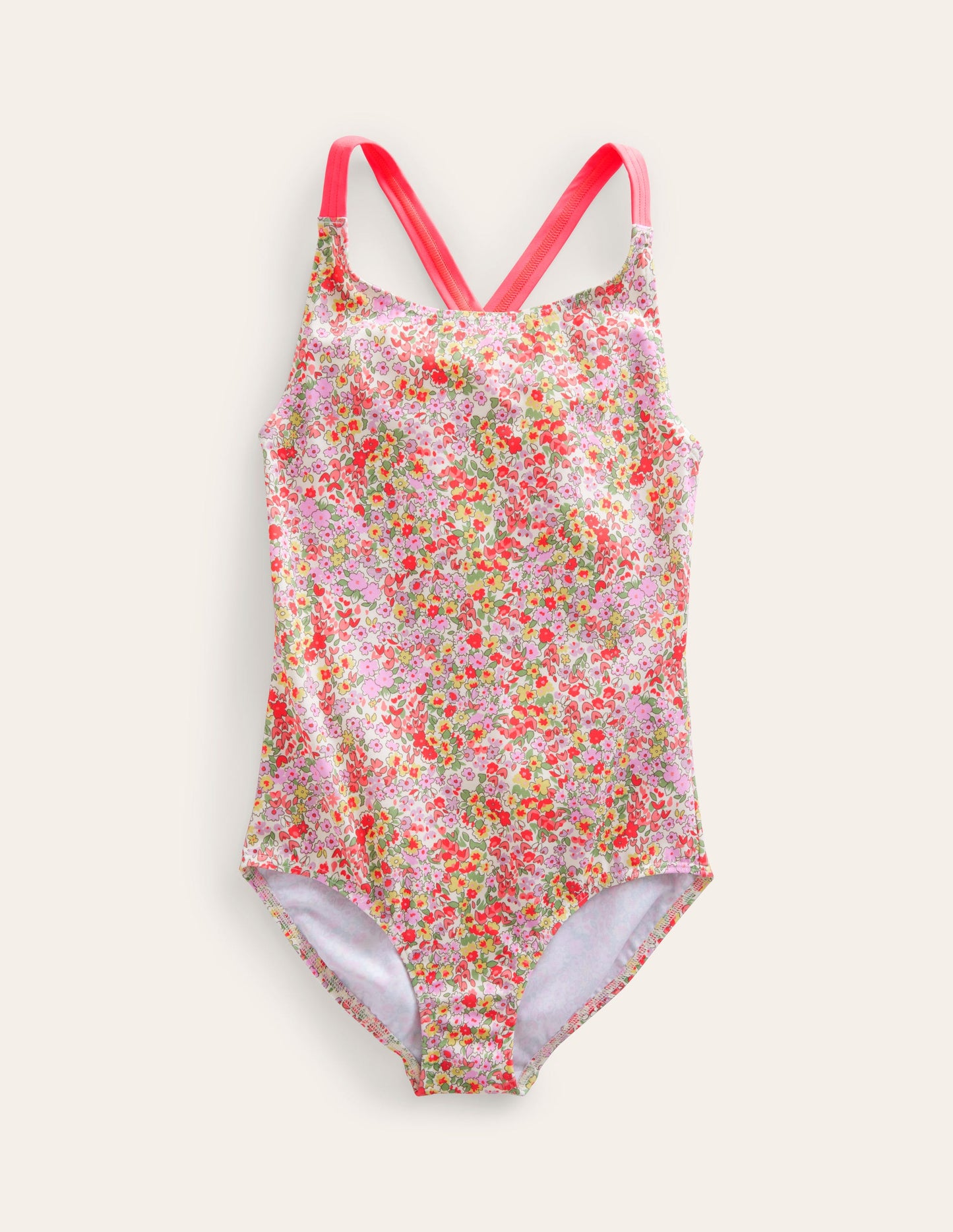 Maillot de bain imprimé croisé dans le dos-Motif floral Spring Time