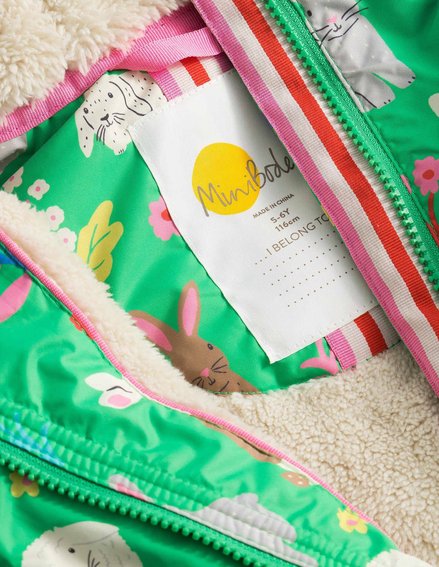 Anorak mit Sherpa-Futter-Aloe-Vera-Grün, Häschen