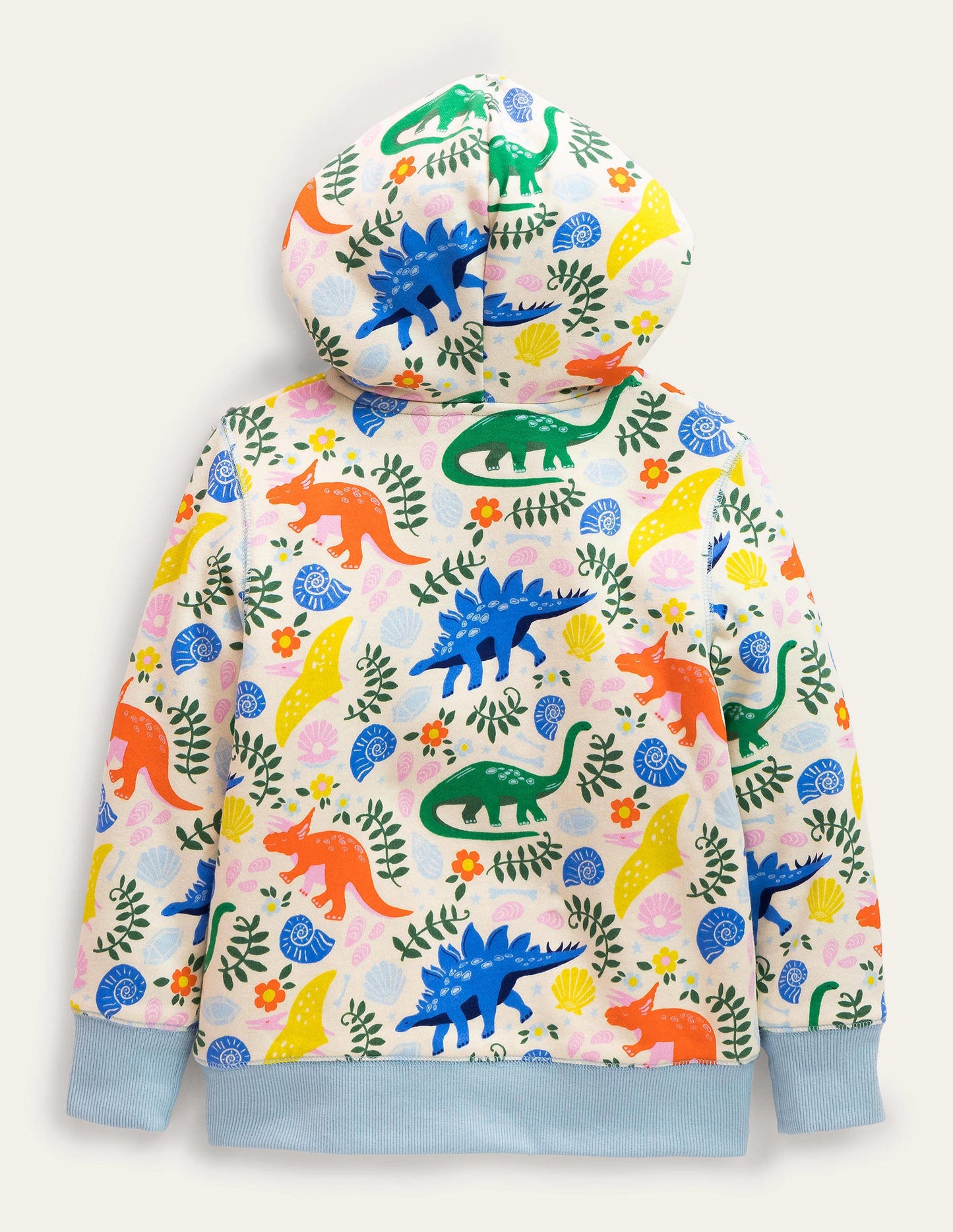 Kapuzenpulli mit Zottelfutter-Vanille, Dinosaurier