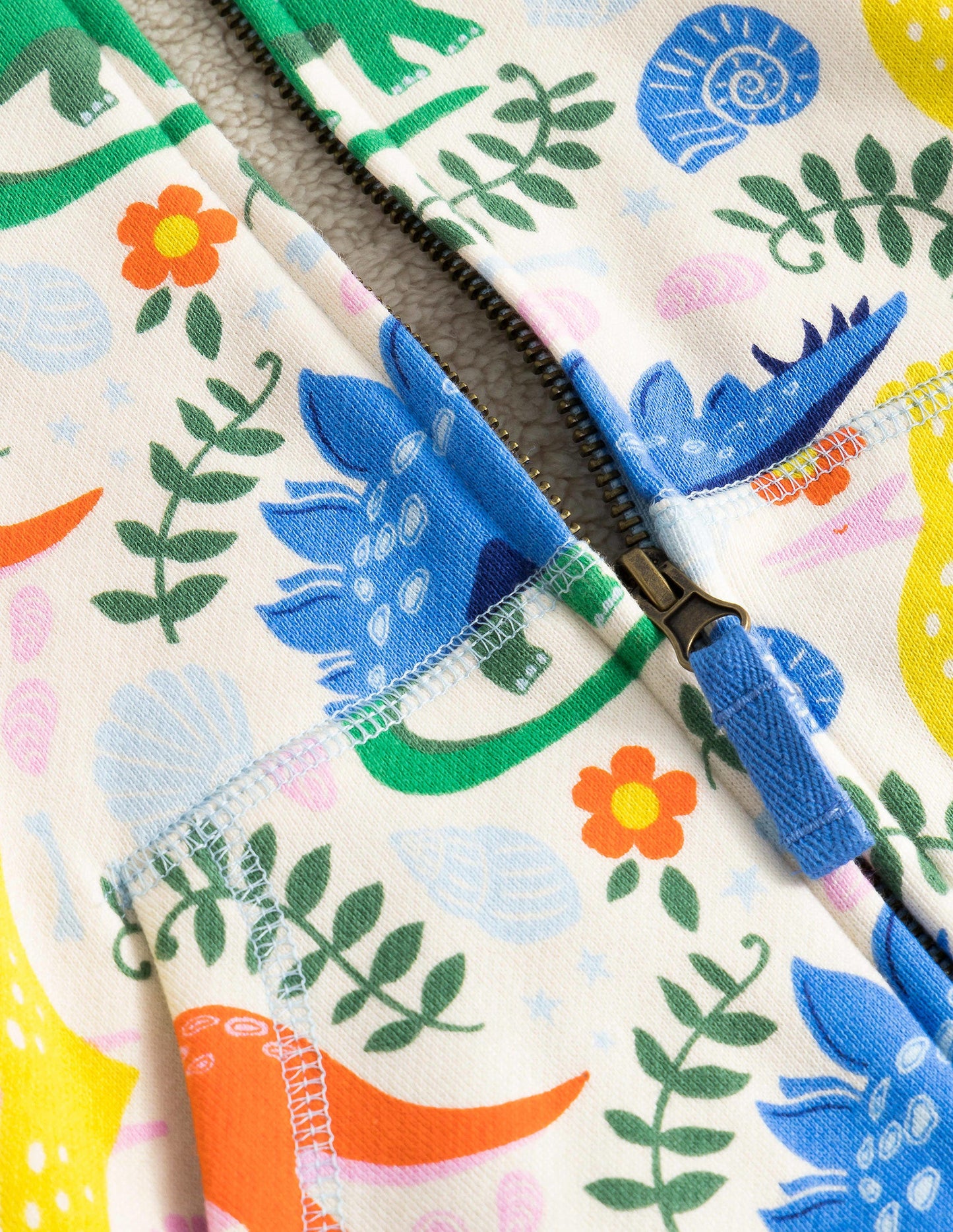 Kapuzenpulli mit Zottelfutter-Vanille, Dinosaurier