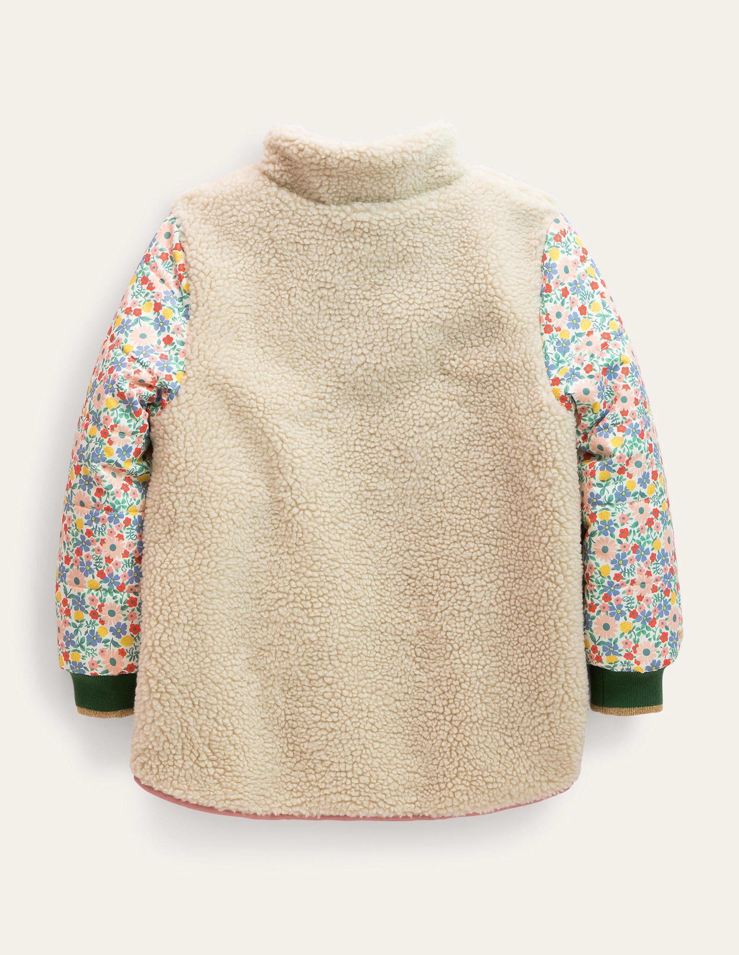 Jacke aus Borgmischgewebe-Vanille, Blumenmuster
