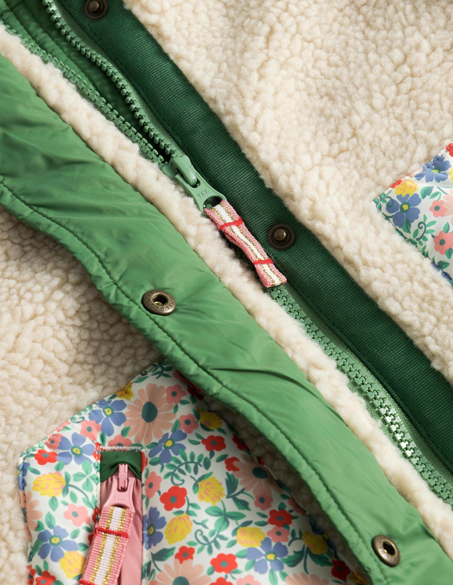 Jacke aus Borgmischgewebe-Vanille, Blumenmuster