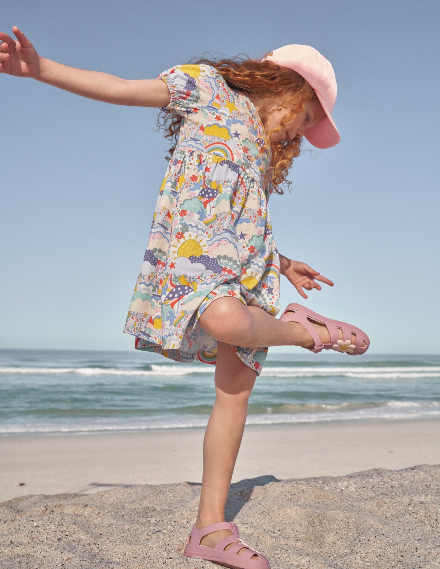 Kleid mit Puffärmeln-Bunt, Wetter