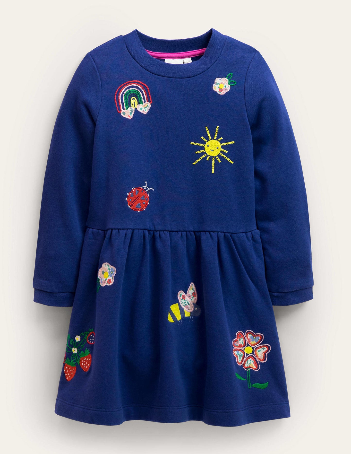 Embroidered Sweatshirt Dress-Starboard Blue Embroidery