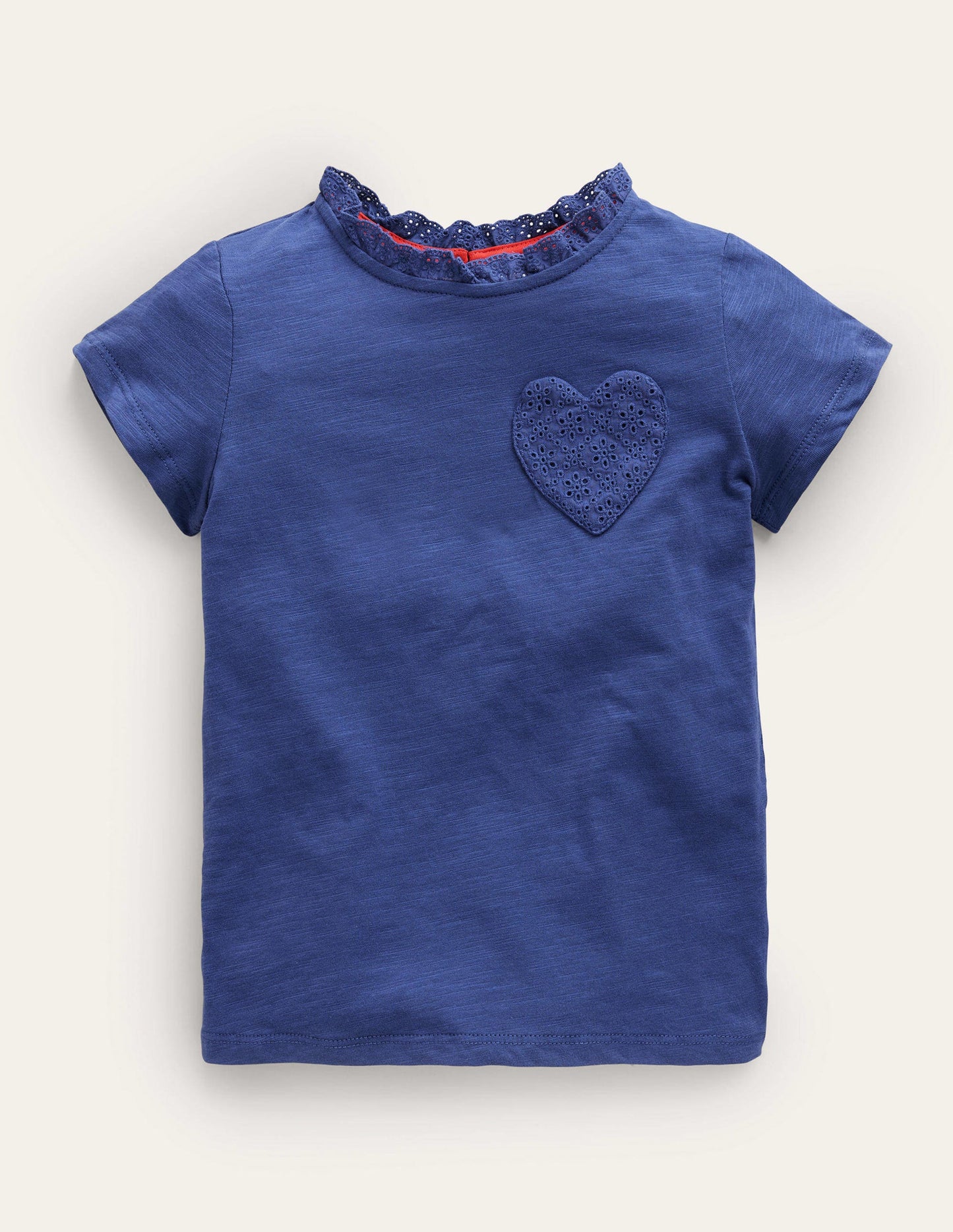 T-Shirt mit Lochstickereitasche-Segelblau