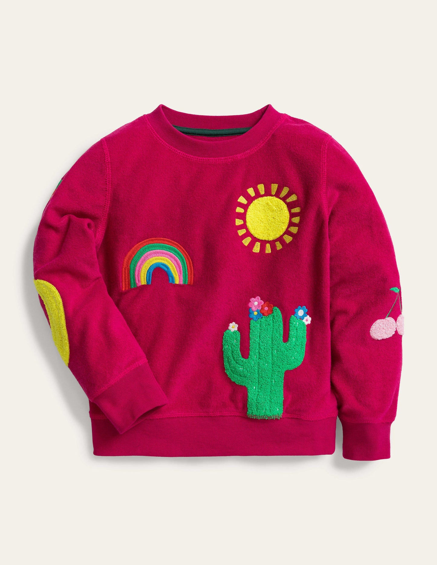 Frottee-Sweatshirt mit Motiv-Zuckerstangenrosa