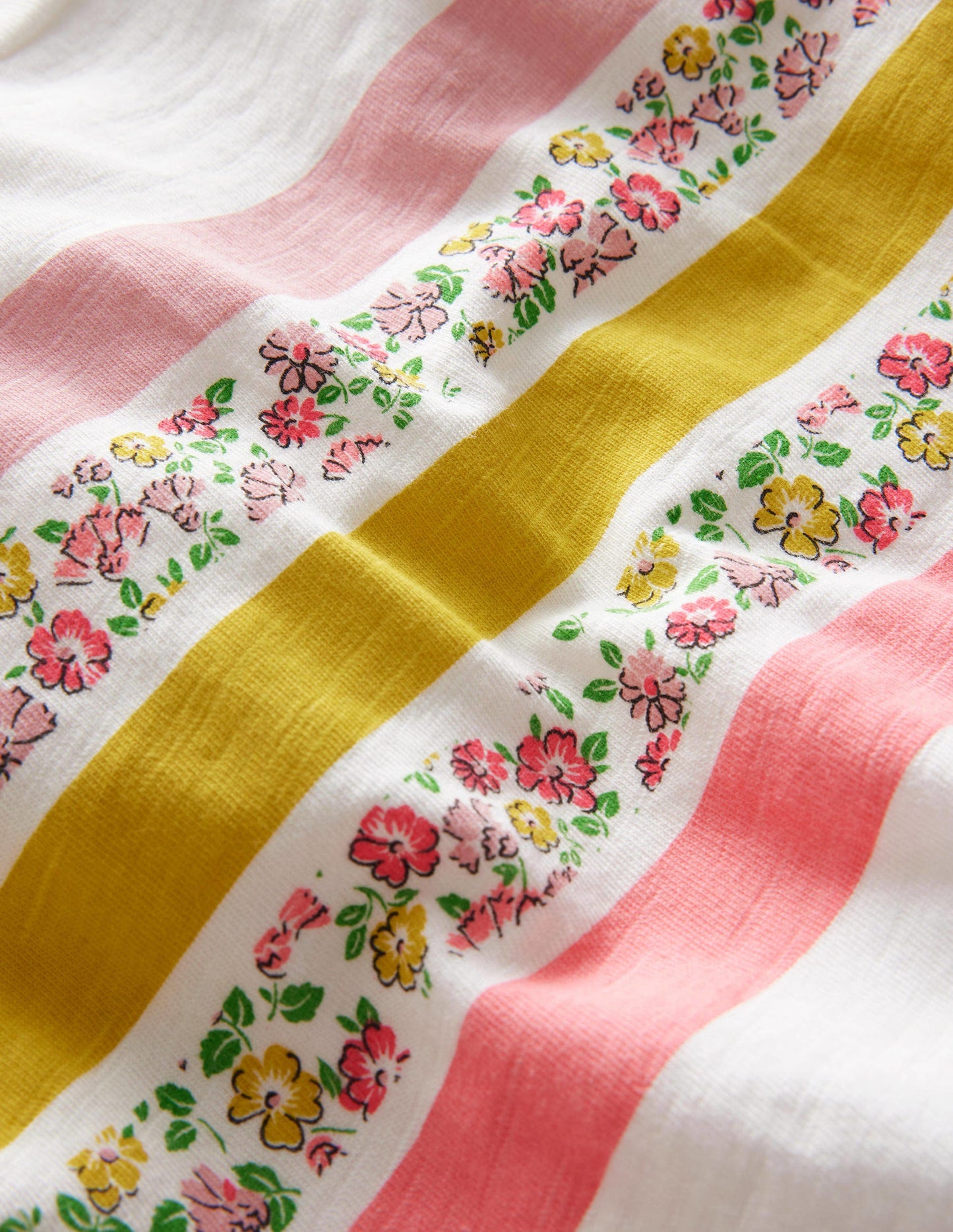 Lockeres T-Shirt-Naturweiß, Blumenstreifen